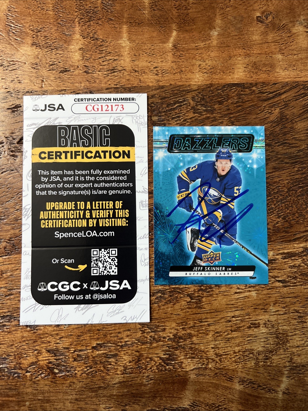 Jeff Skinner IP Signed UD Dazzlers Card JSA Coa Autographed Sabres