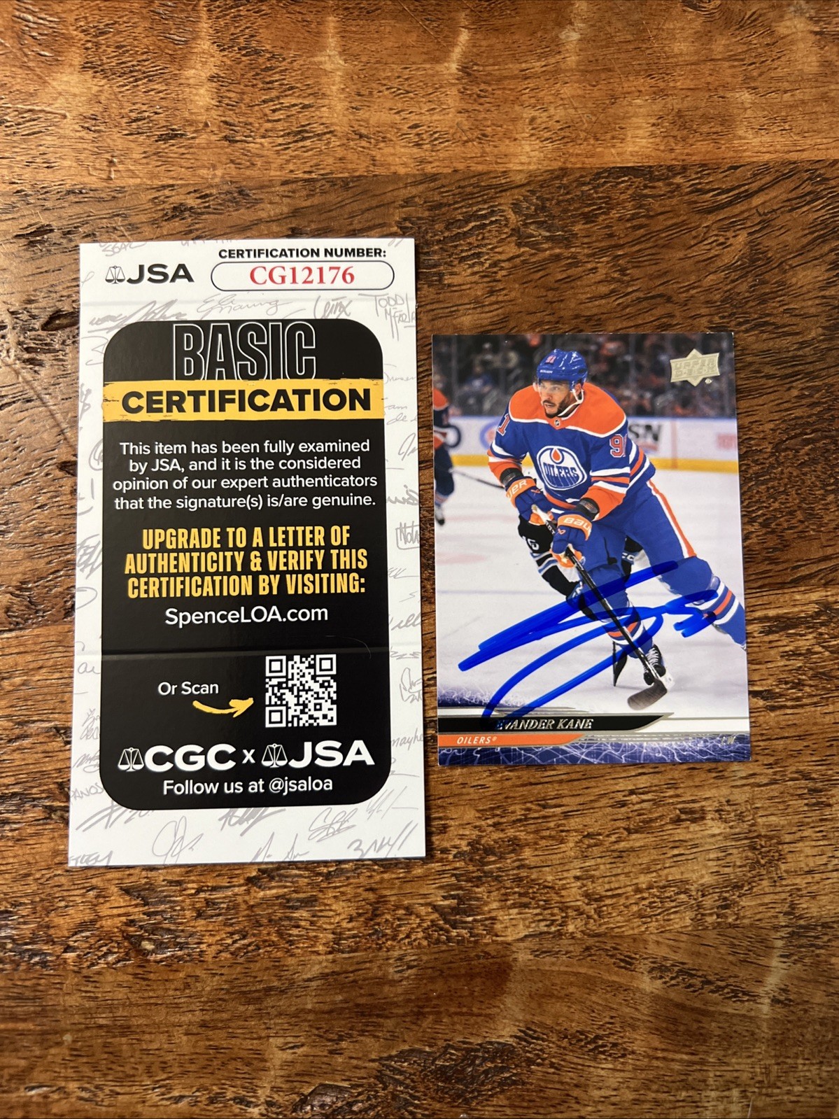 Evander Kane IP Signed Upper Deck Card JSA Coa Oilers Autographed