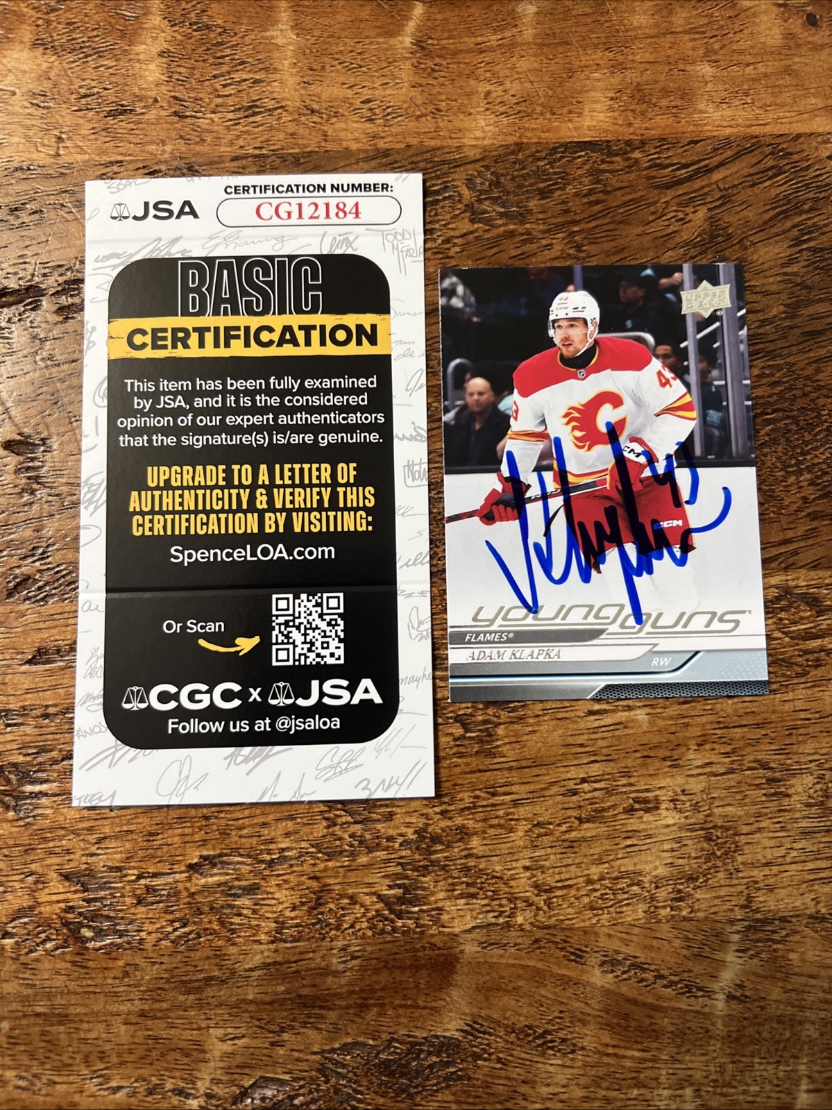 Adam Klapka IP Signed UD Young Guns Card JSA Coa Flames Autographed