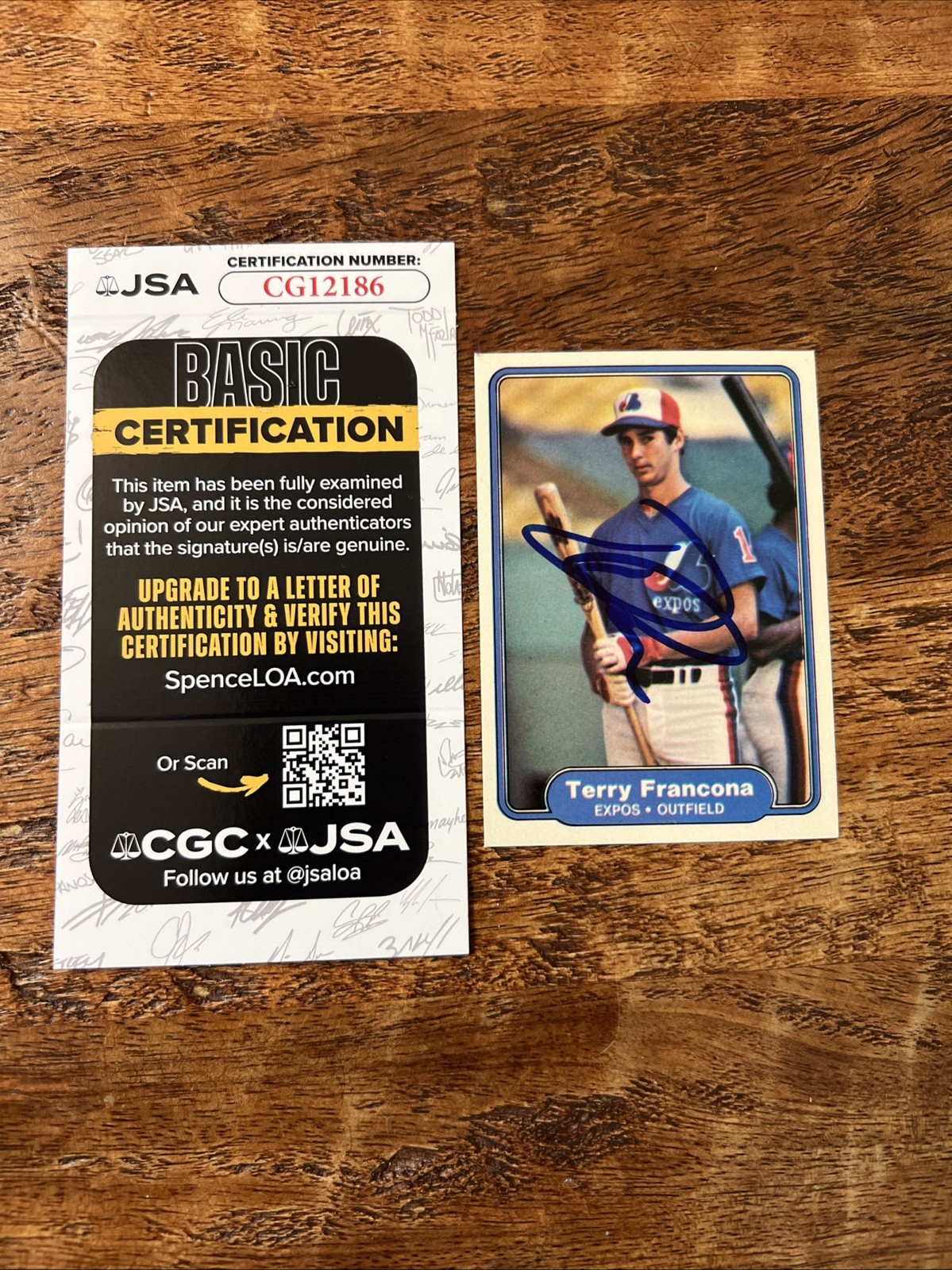 Terry Francona IP Signed Fleer Rookie Card JSA Coa Autographed Expos