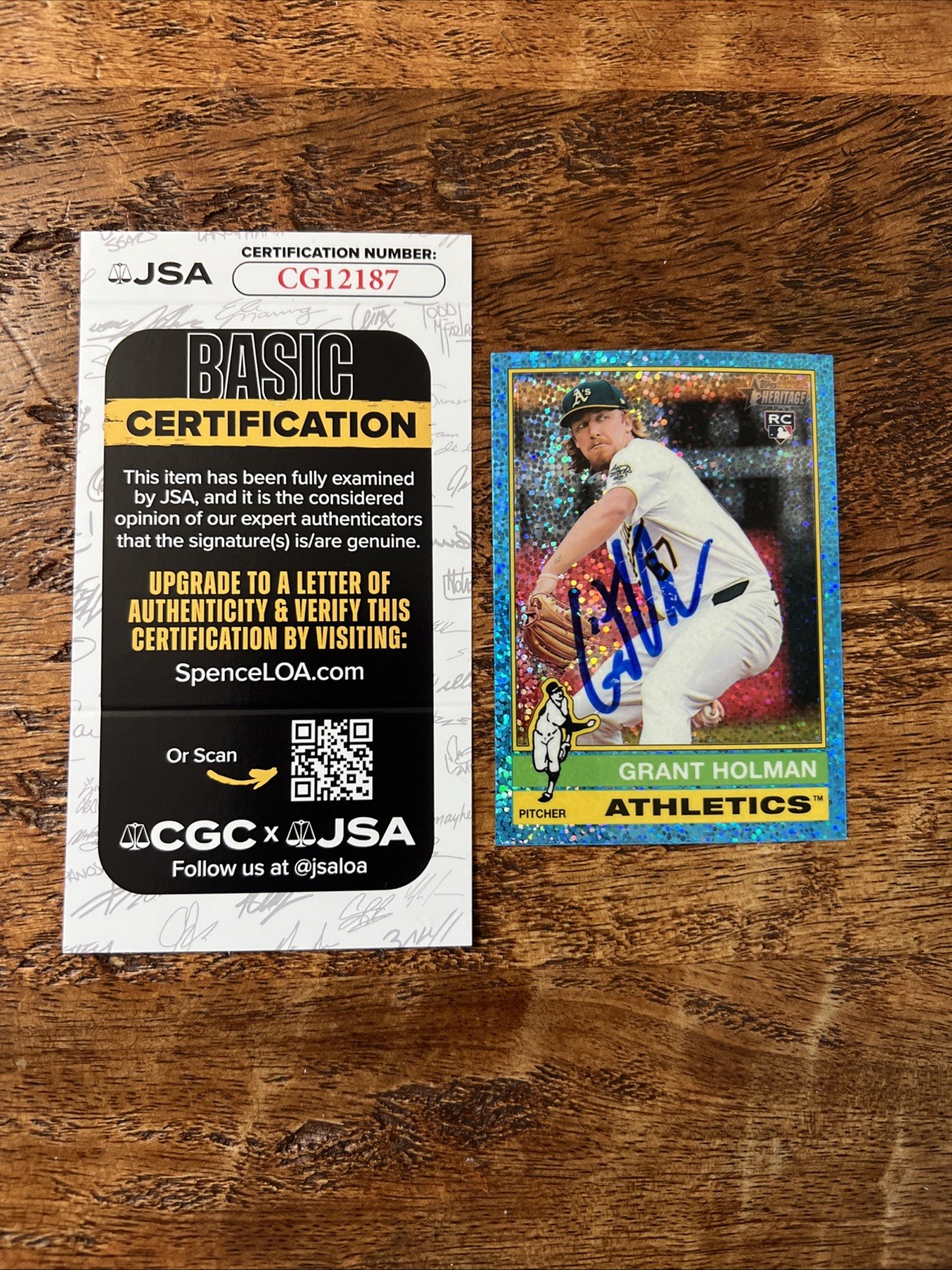 Grant Holman IP Signed Topps Heritage RC Card JSA Coa Athletics Autographed