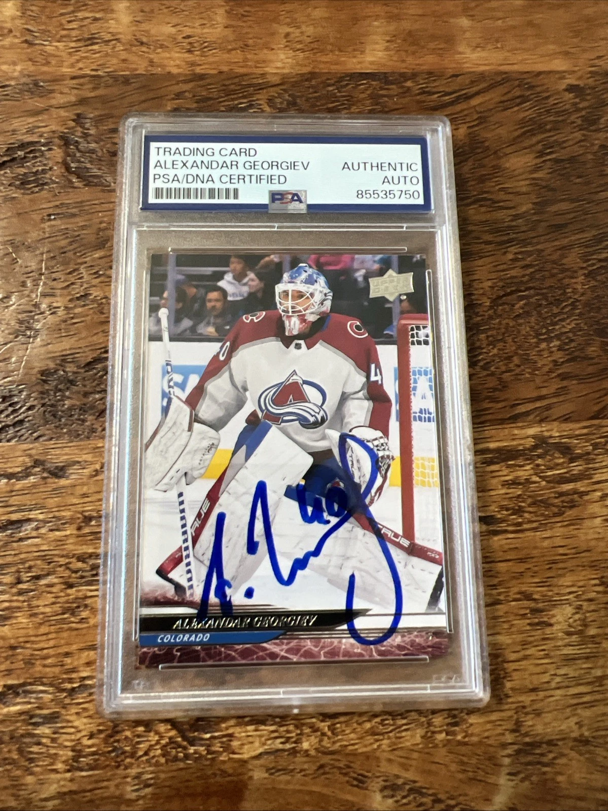 Alexandar Georgiev IP Signed Upper Deck Card PSA DNA Slab Avalanche Autographed