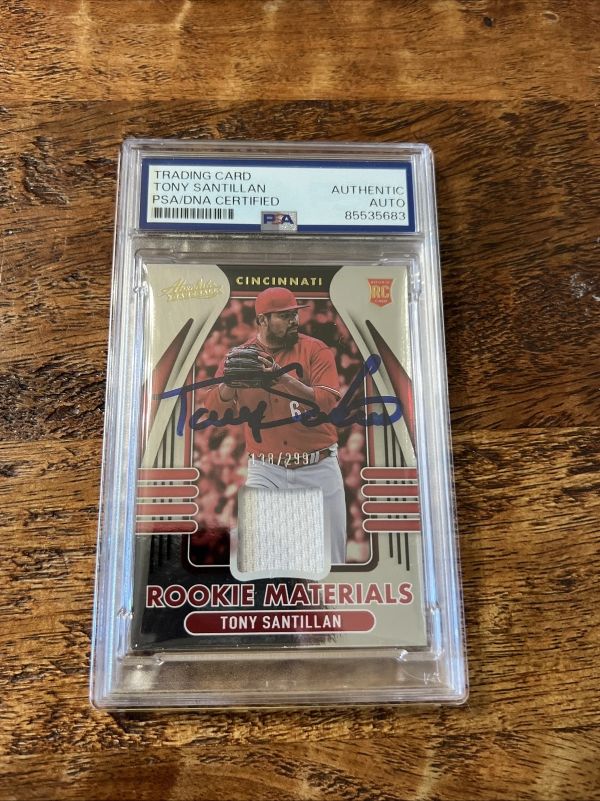 Tony Santillan IP Signed Panini Absolute Jersey RC Card Psa Dna Slab Reds Auto