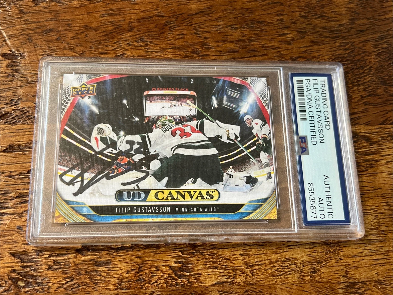 Filip Gustavsson IP Signed Upper Deck Canvas Card PSA DNA Slab Wild Autographed