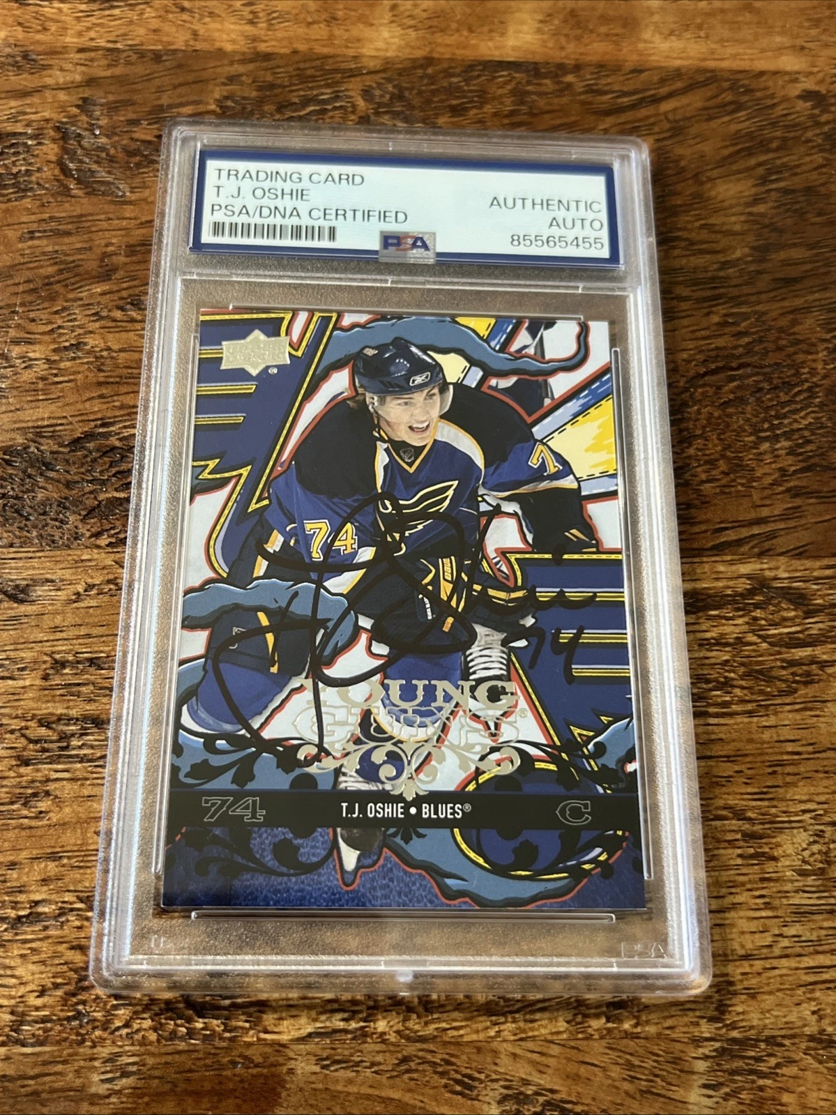 T. J. Oshie IP Signed UD Young Guns Renewed Card PSA DNA Slab Blues Autographed