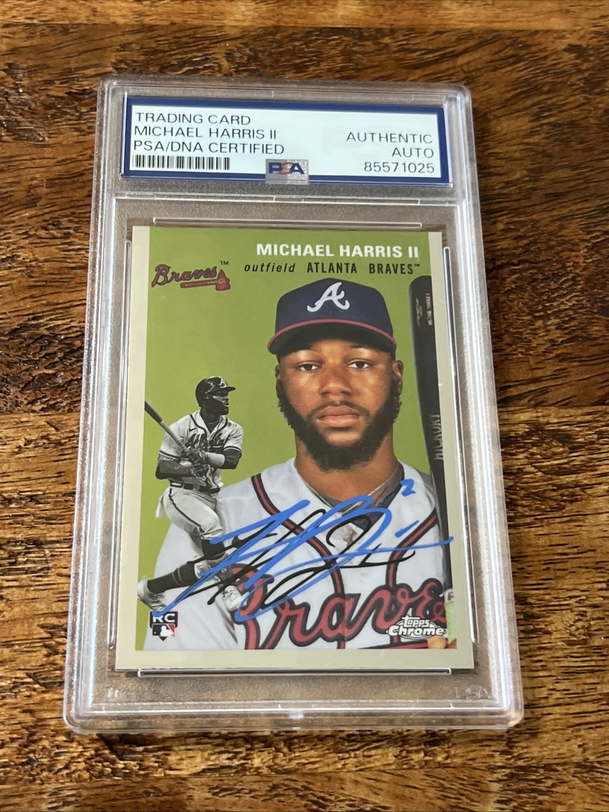 Michael Harris II IP Signed Topps Chrome RC Card Psa Dna Slab Autographed Braves