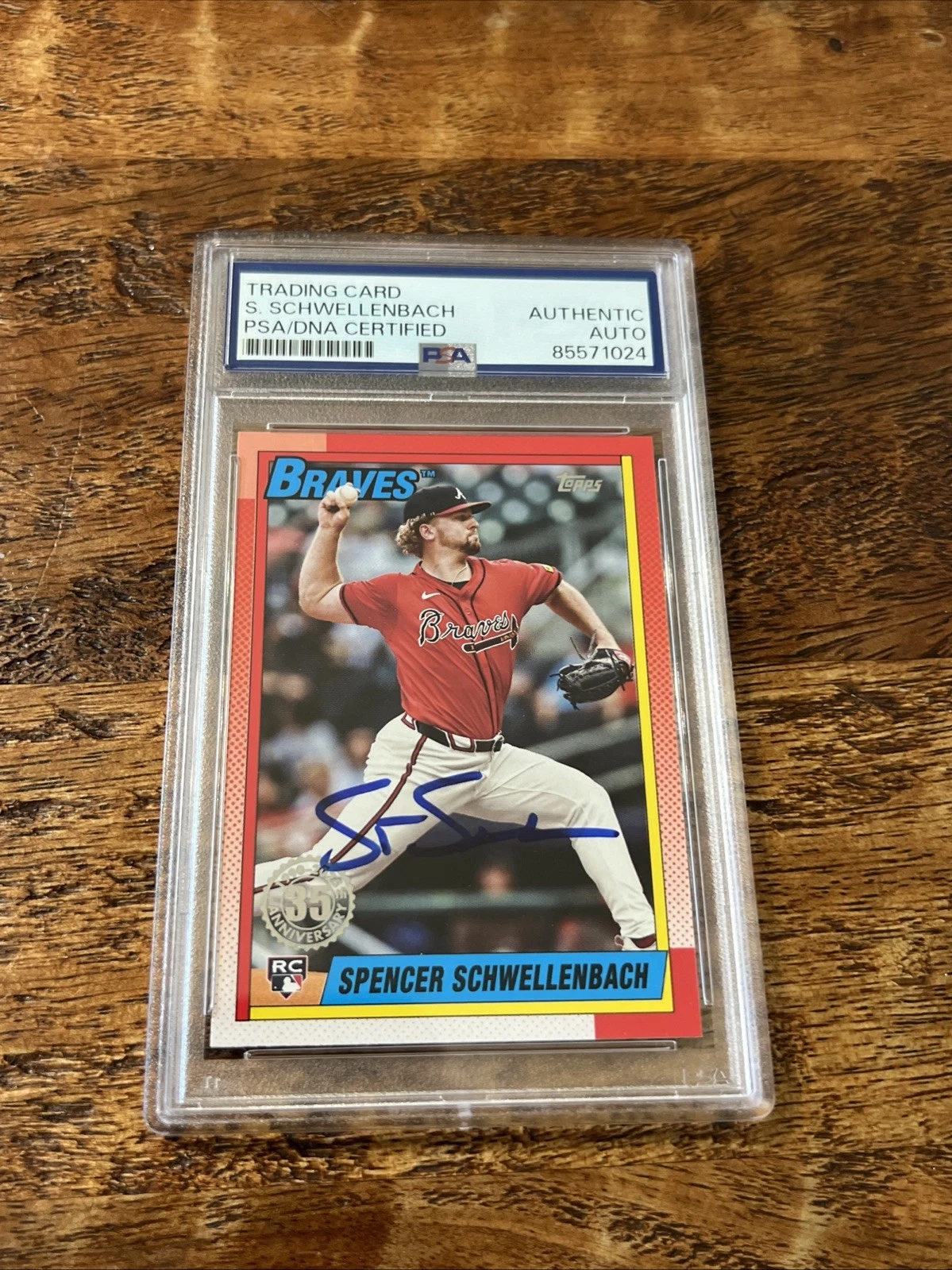 Spencer Schwellenbach IP Signed Topps RC Card Psa Dna Slab Autographed Braves