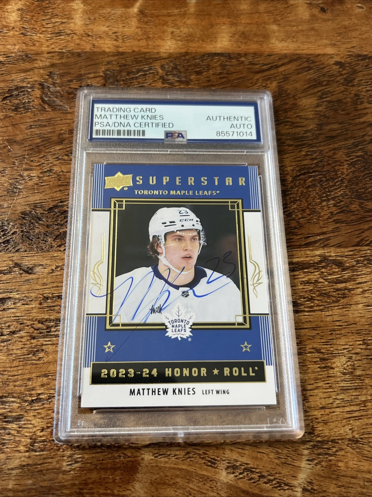 Matthew Knies IP Signed Upper Deck RC Card Psa Dna Slab Autographed Maple Leafs