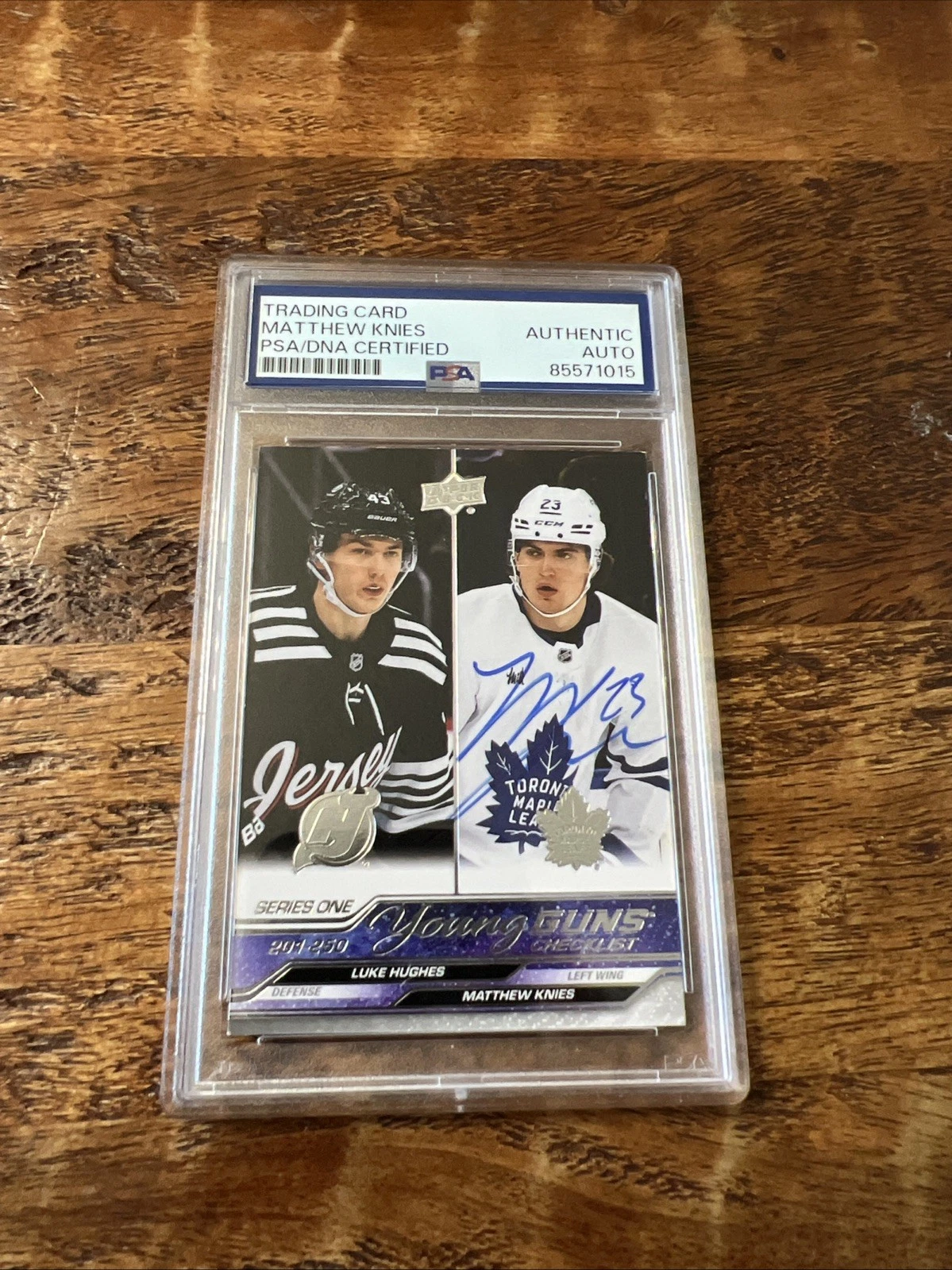 Matthew Knies IP Signed UD Young Guns Card Psa Dna Slab Autographed Maple Leafs