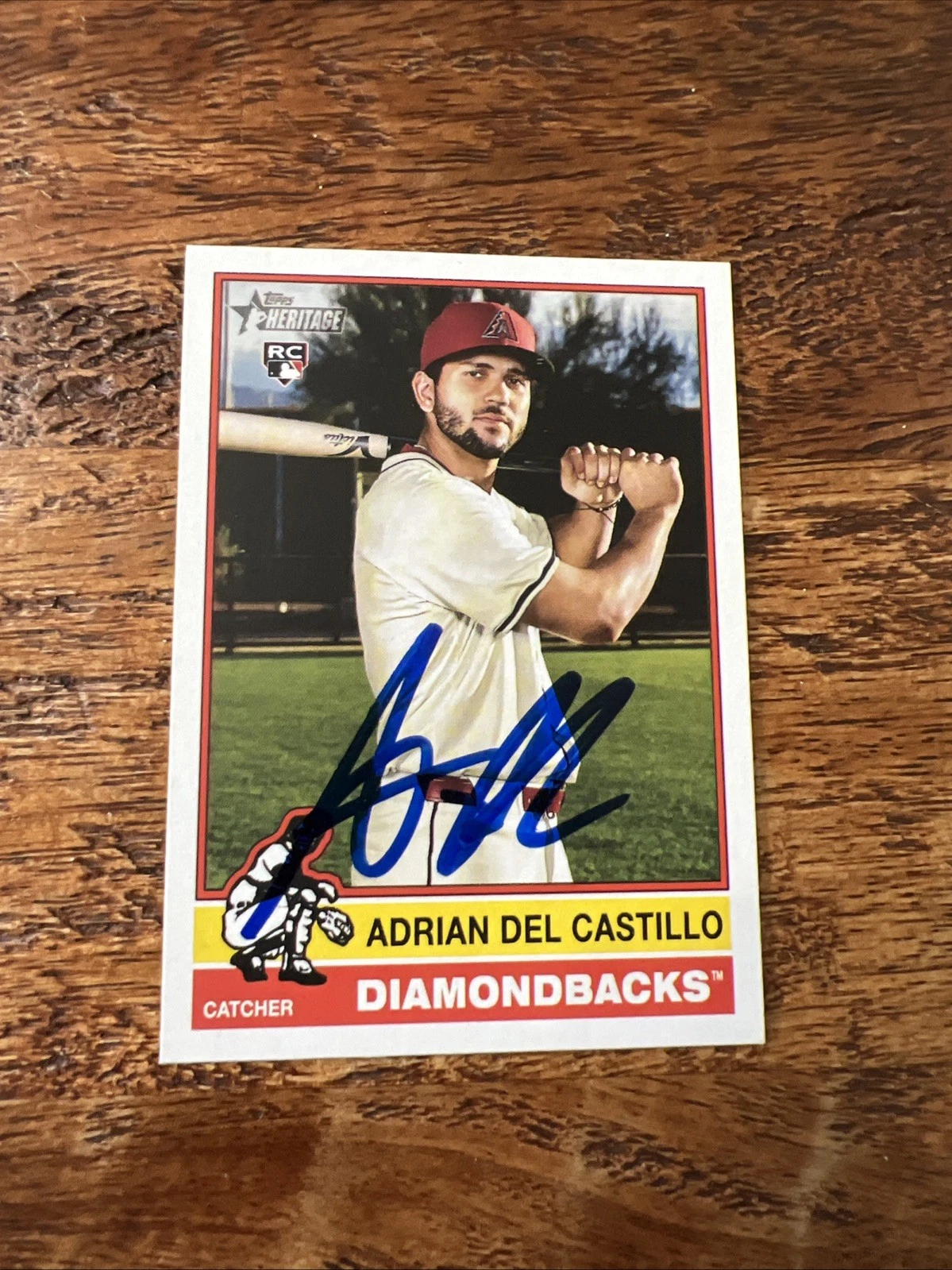 Adrian Del Castillo IP Signed 2025 Topps Heritage Rookie Card Diamondbacks