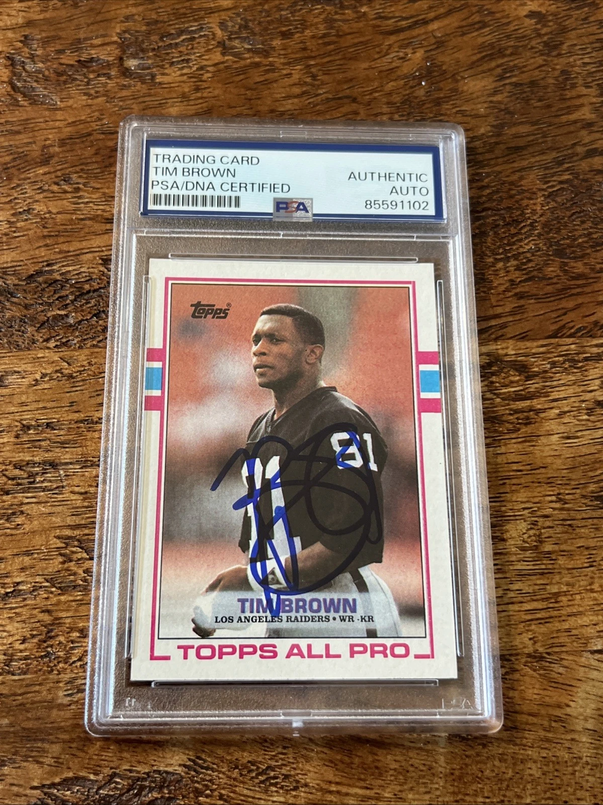 Tim Brown IP Signed Topps Rookie Card PSA DNA Coa Slab Raiders Autographed