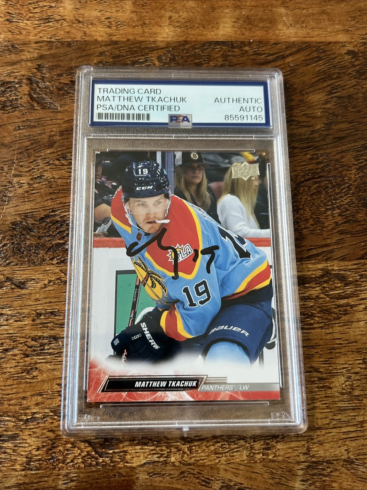 Matthew Tkachuk IP Signed Upper Deck Card PSA DNA Slab Panthers Autographed