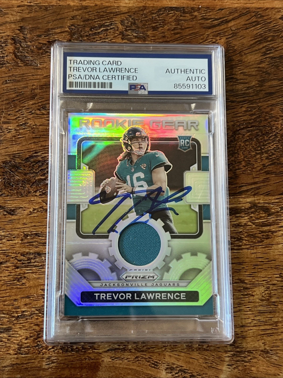 Trevor Lawrence IP Signed Prizm Jersey RC Card PSA DNA Slab Jaguars Autographed