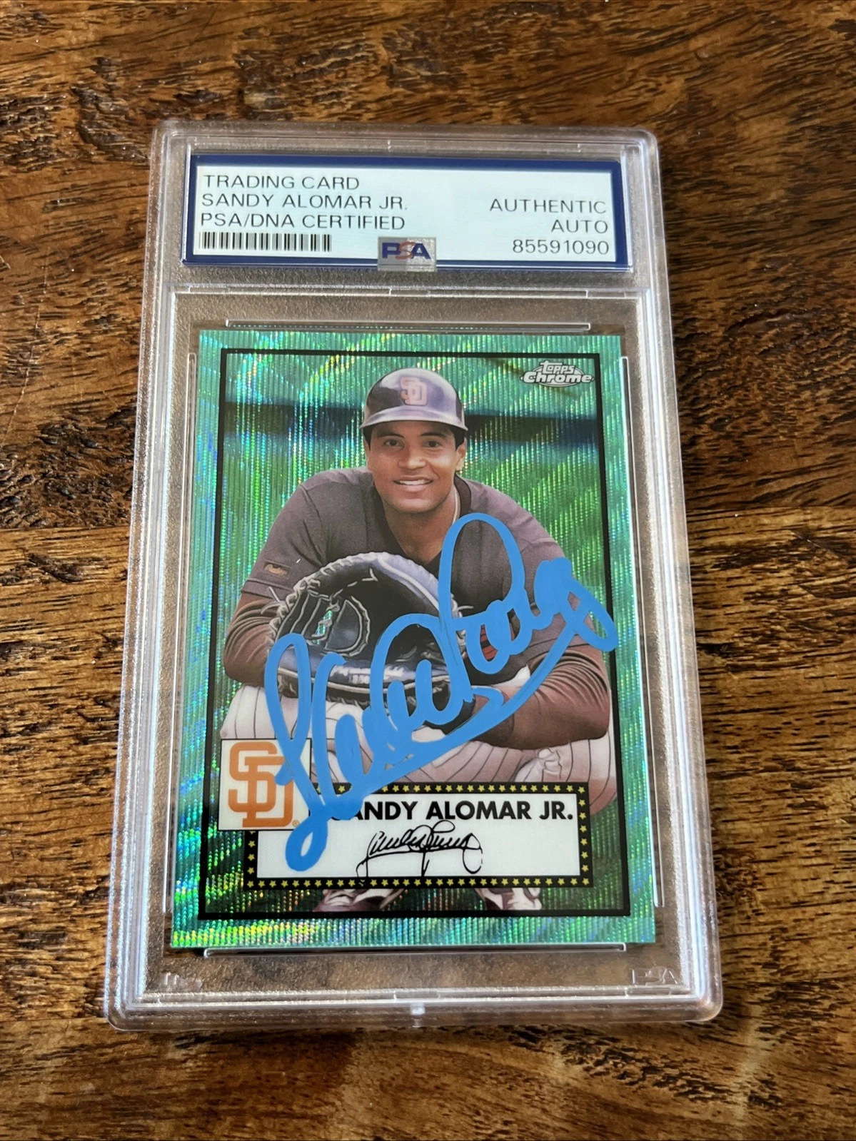 Sandy Alomar Jr IP Signed Topps Chrome Card Psa Dna Coa Slab Autographed Padres