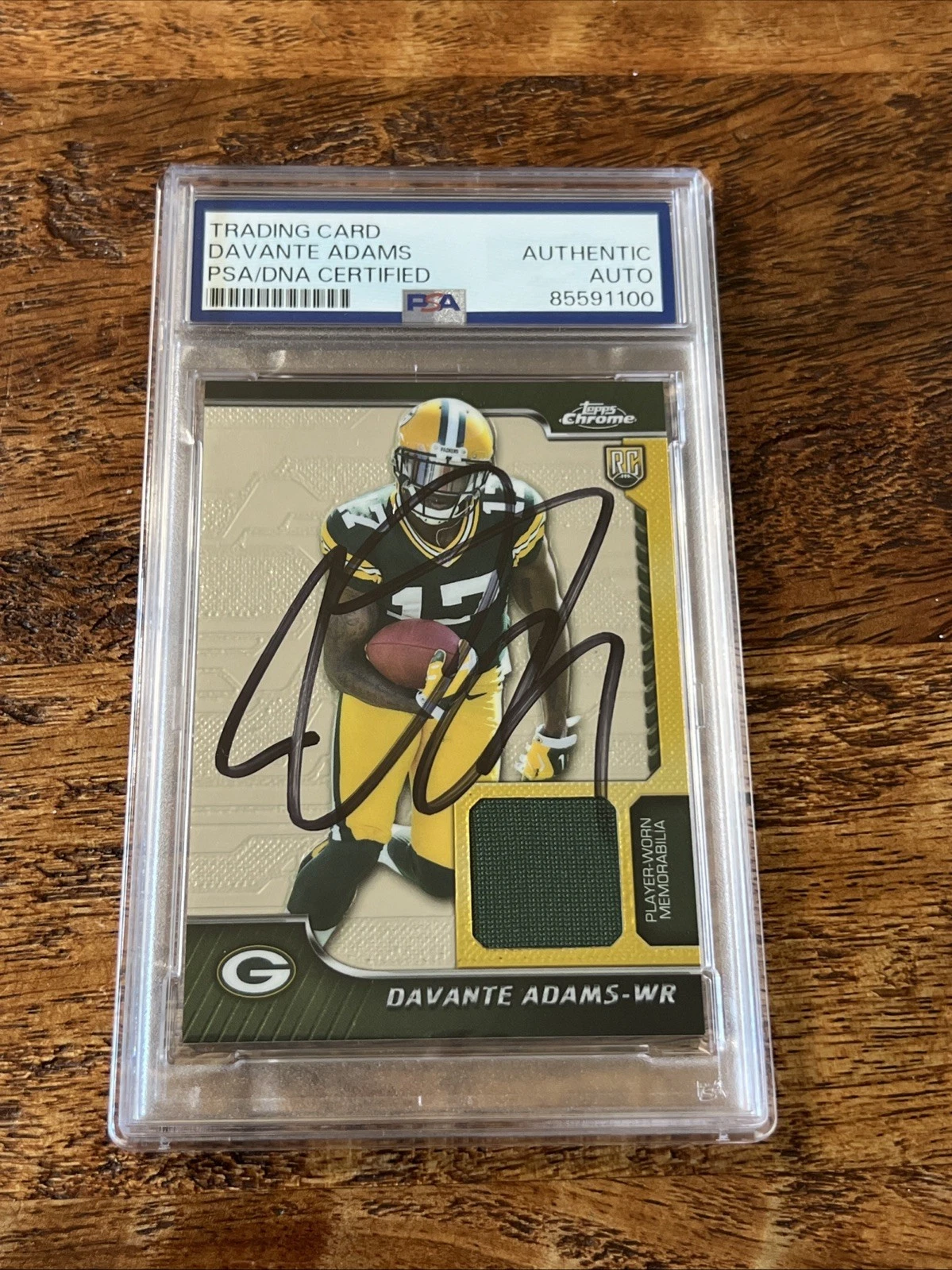 Davante Adams IP Signed Topps Chrome Jersey RC Card PSA DNA Slab Autographed
