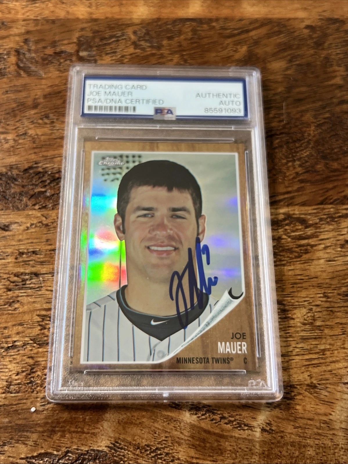 Joe Mauer IP Signed Topps Chrome Card Psa Dna Coa Slab Autographed Twins