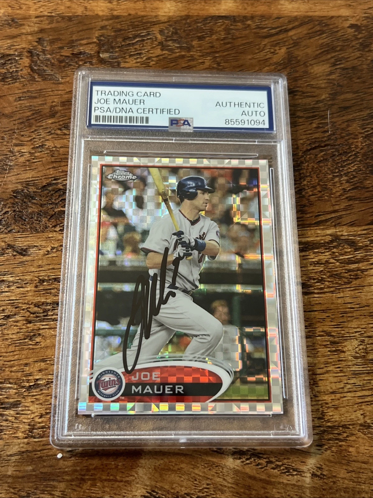 Joe Mauer IP Signed Topps Chrome Card Psa Dna Coa Slab Autographed Twins