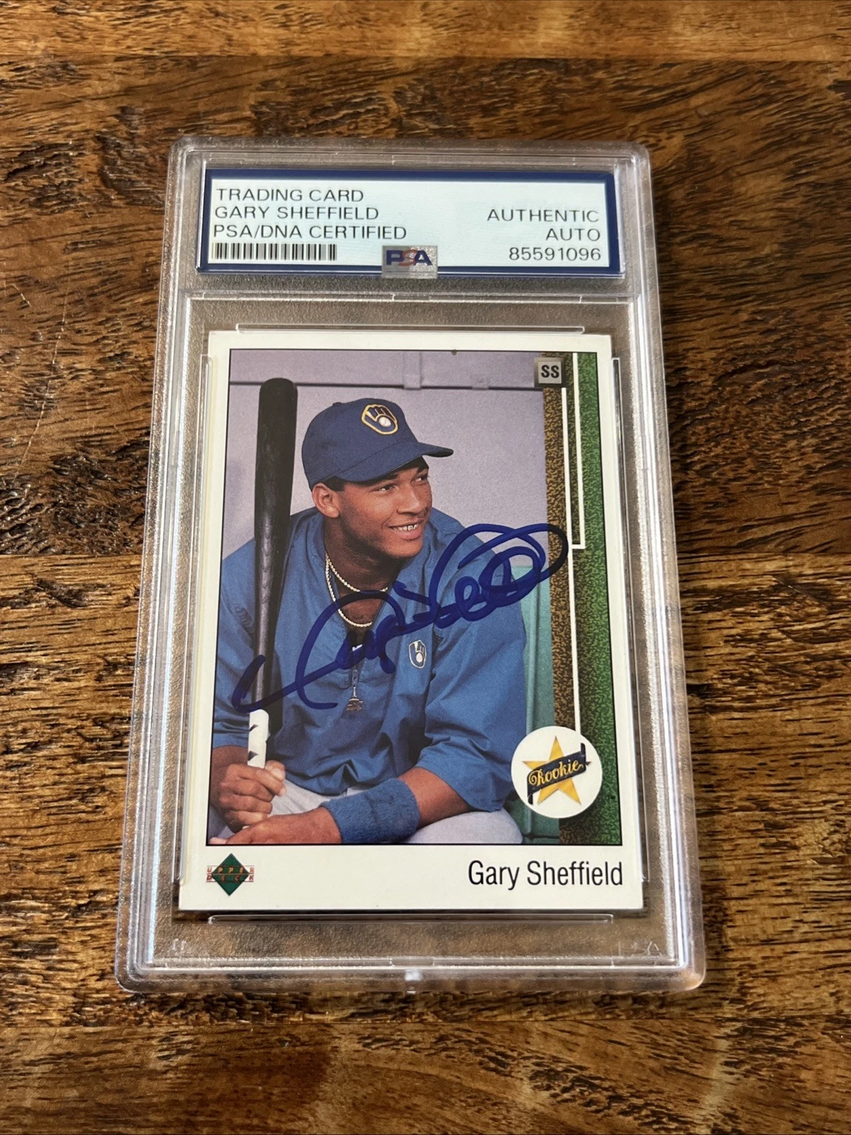 Gary Sheffield IP Signed Upper Deck Rookie Card Psa Dna Slab Autographed Brewers