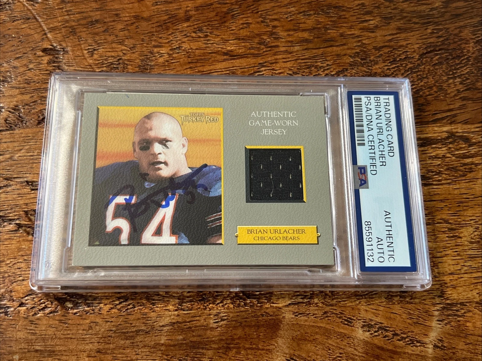 Brian Urlacher IP Signed Topps Turkey Jersey Card PSA DNA Slab Bears Autographed