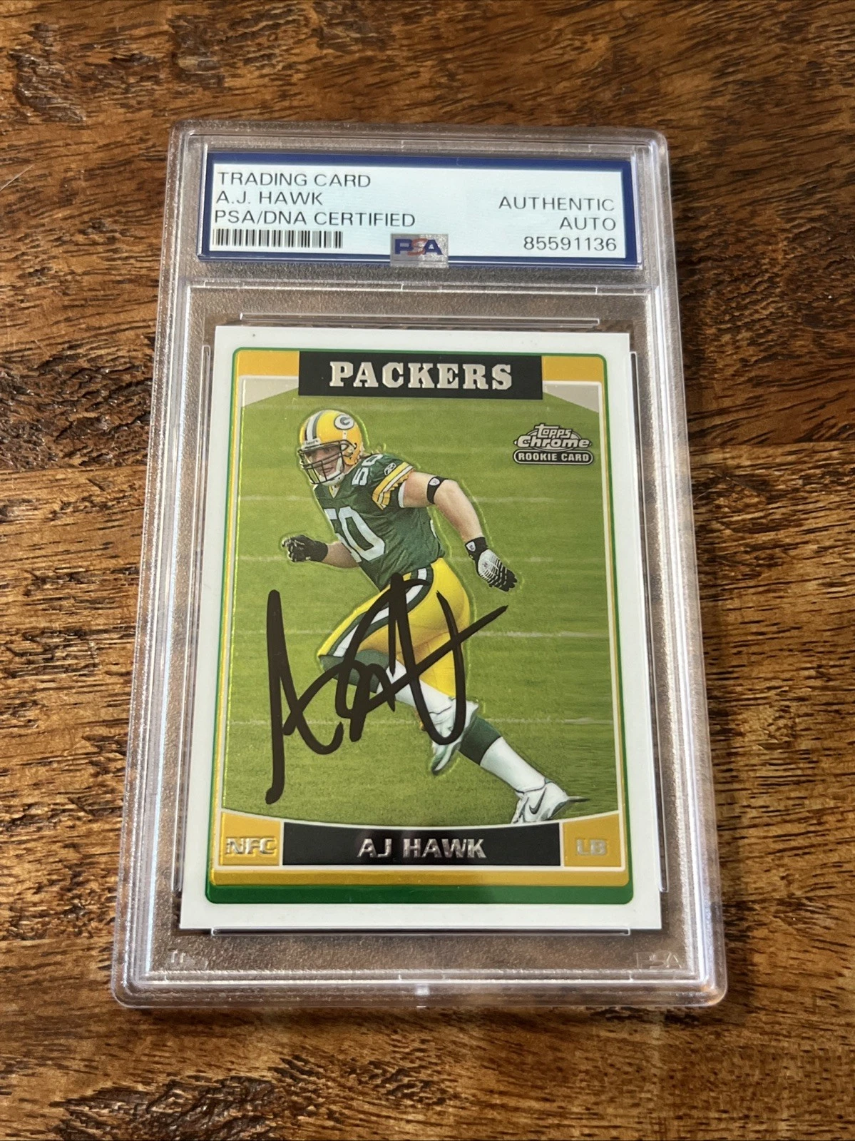 AJ Hawk IP Signed Topps Chrome Rookie Card PSA DNA Coa Slab Packers Autographed
