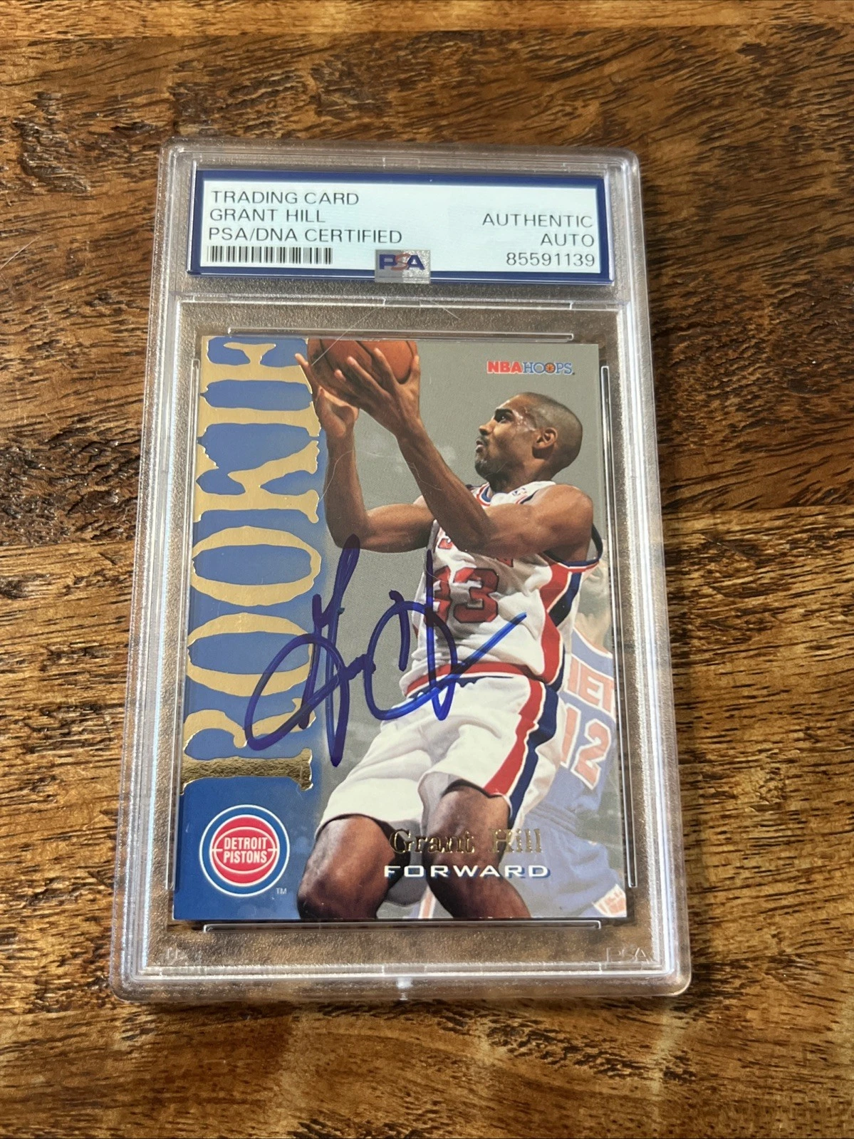 Grant Hill IP Signed NBA Hoops Rookie Card Psa Dna Coa Slab Autographed Pistons