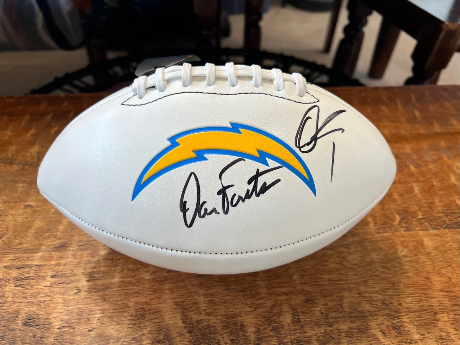 Dan Fouts Quentin Johnston Signed Los Angeles Chargers Football JSA Coa