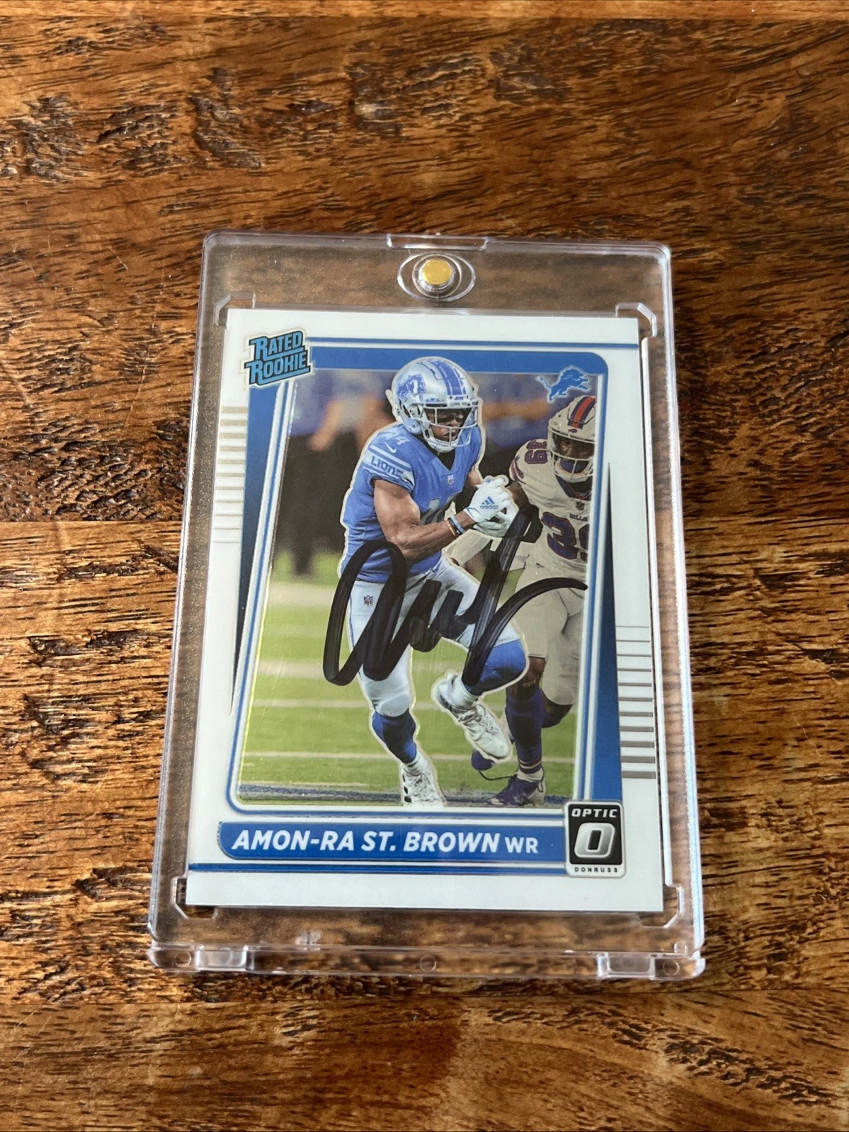 Amon-Ra St. Brown IP Signed Optic Rookie Card JSA Coa Lions Autographed