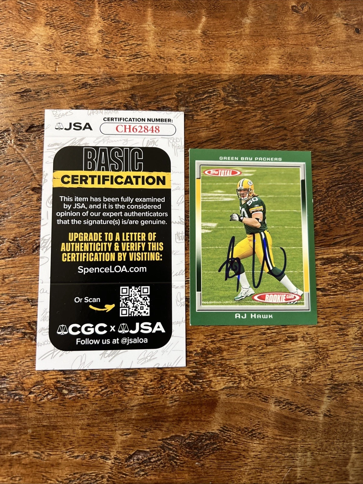 AJ Hawk IP Signed Topps Total Rookie Card JSA Coa Packers Autographed