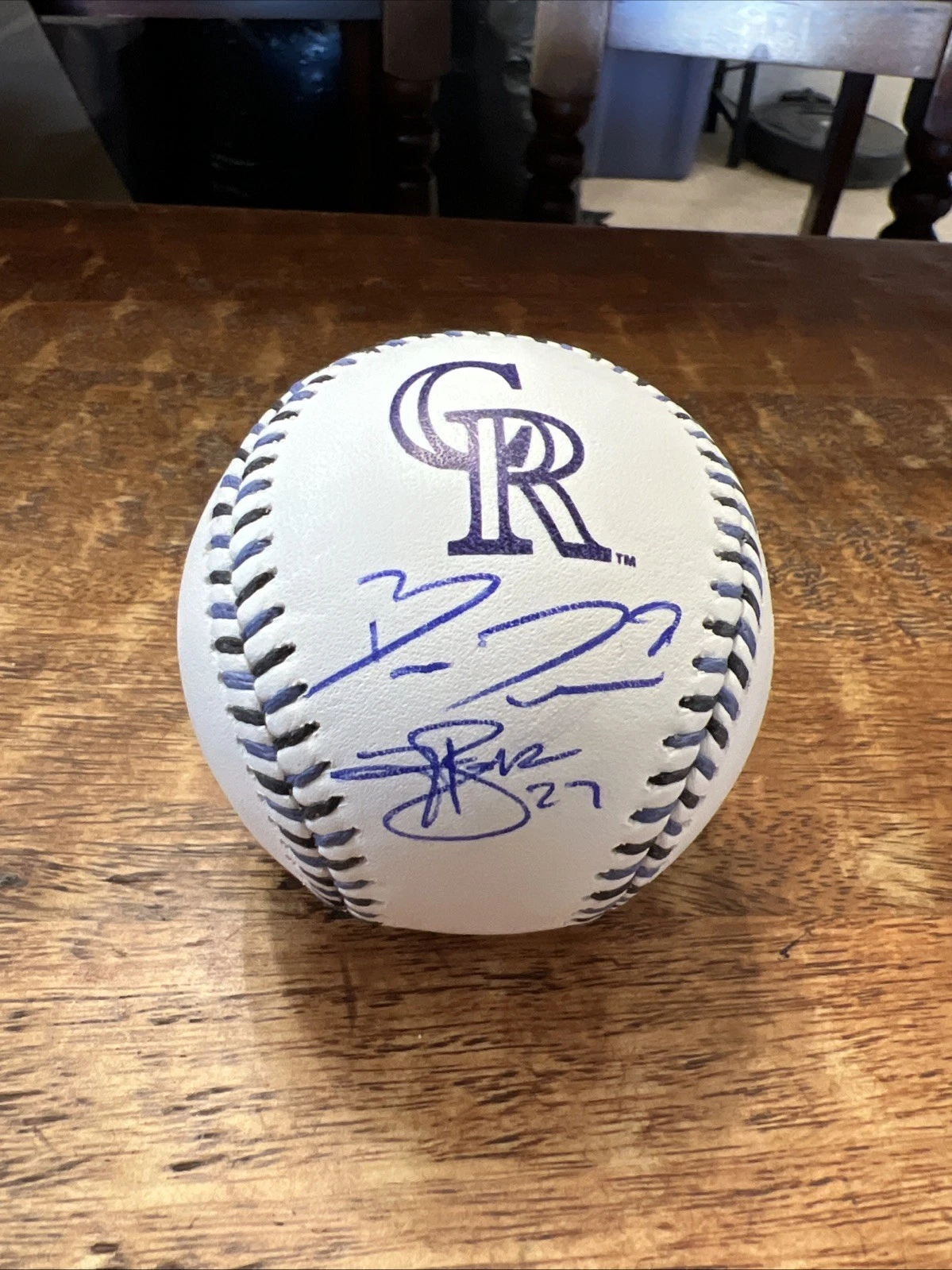Brenton Doyle Jordan Beck Signed Colorado Rockies Logo Baseball JSA Coa Auto