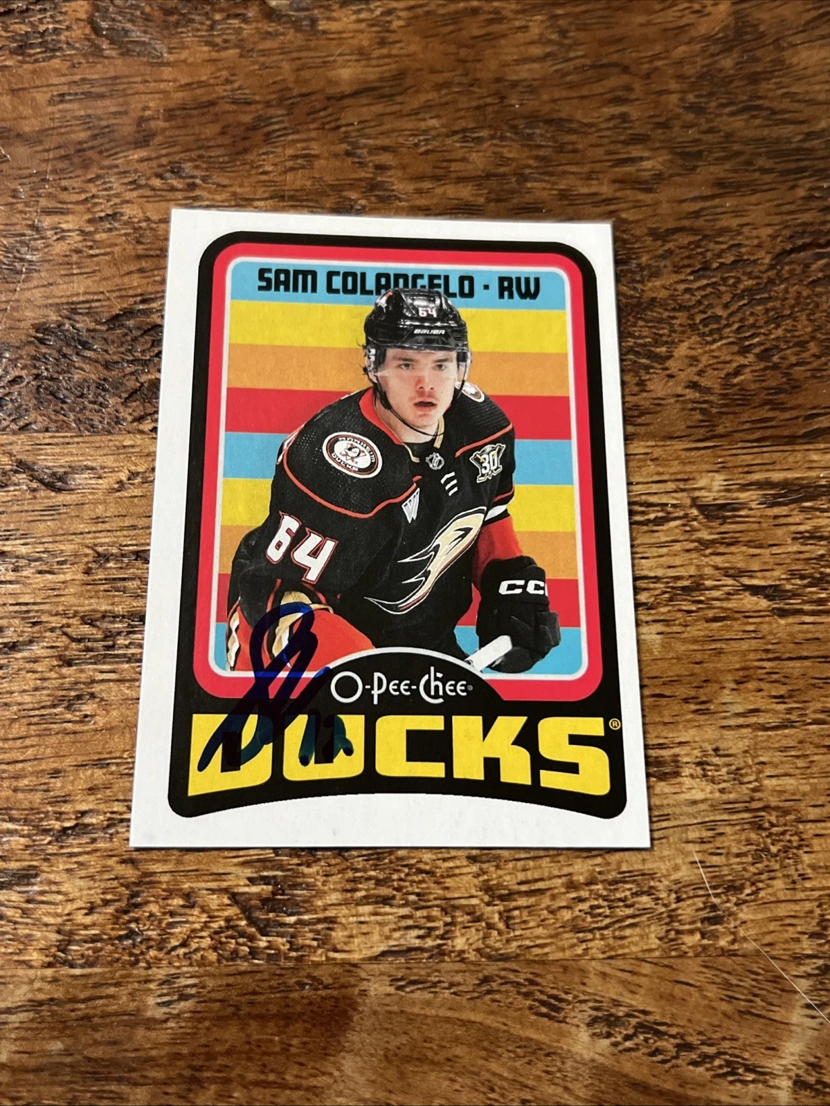 Sam Colangelo IP Signed 2024-25 O-Pee-Chee Retro Rookie Card Ducks Autographed