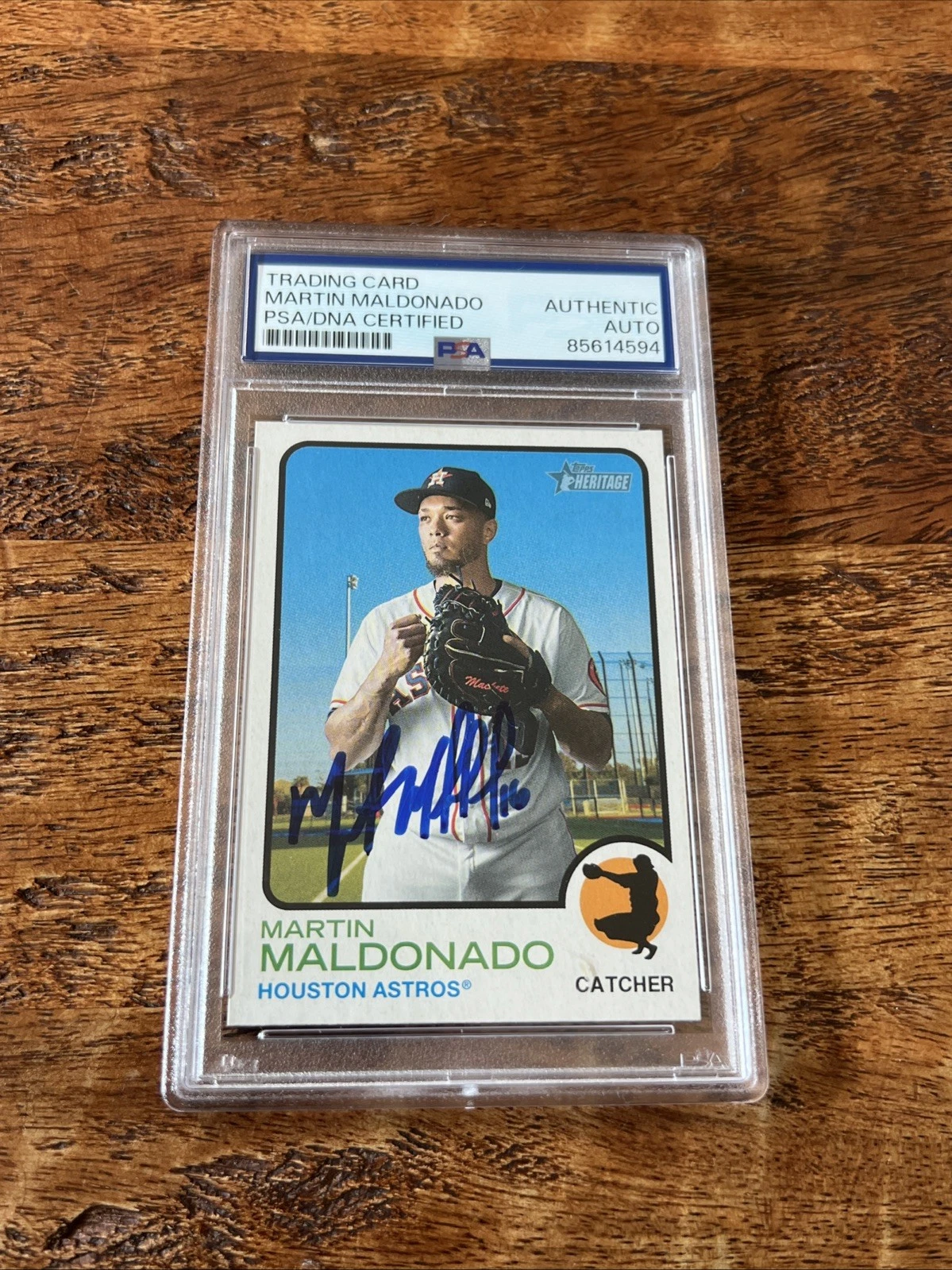 Martin Maldonado IP Signed Topps Heritage Card Psa Dna Slab Autographed Astros