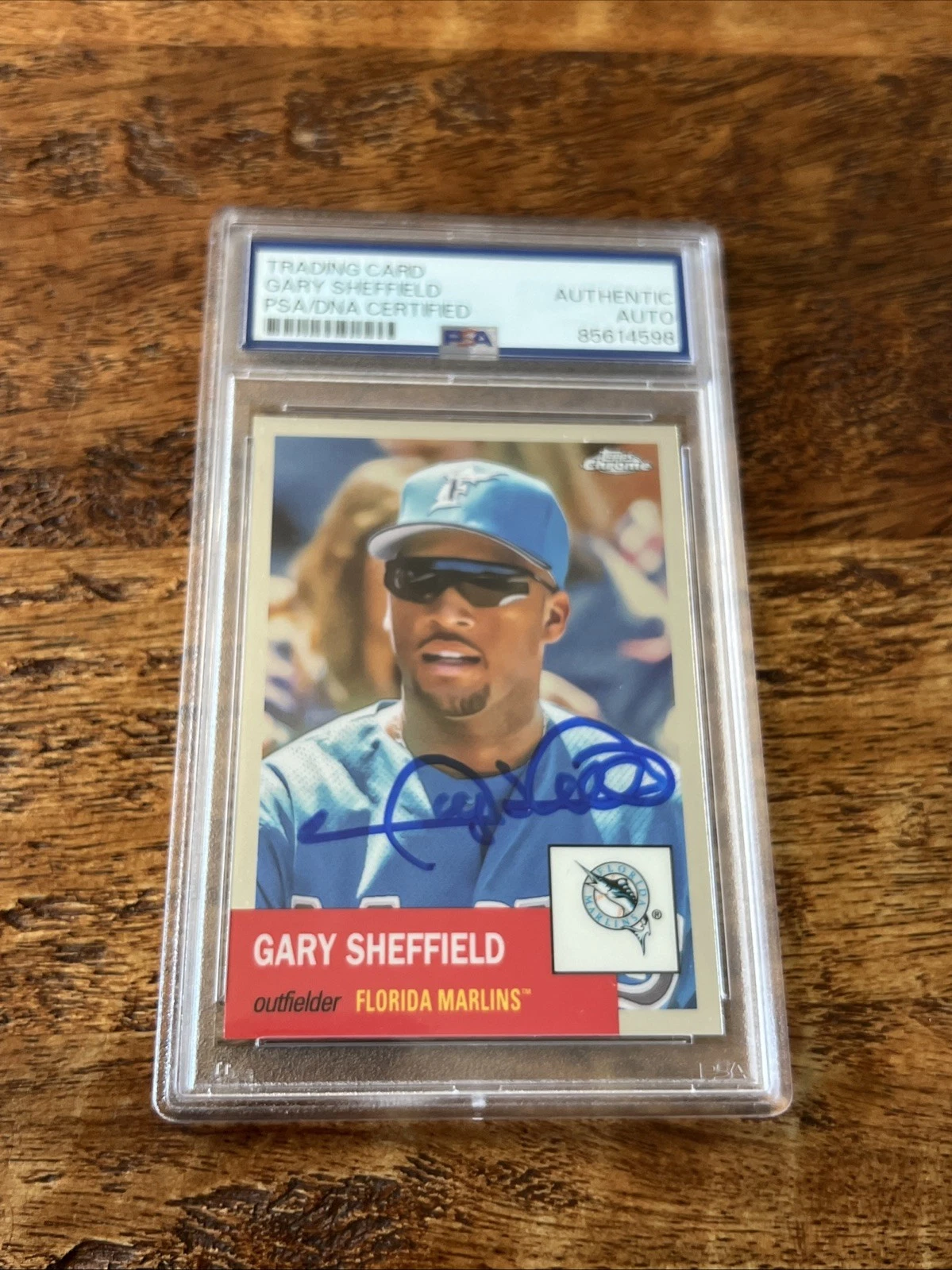Gary Sheffield IP Signed Topps Chrome Card Psa Dna Slab Autographed Marlins