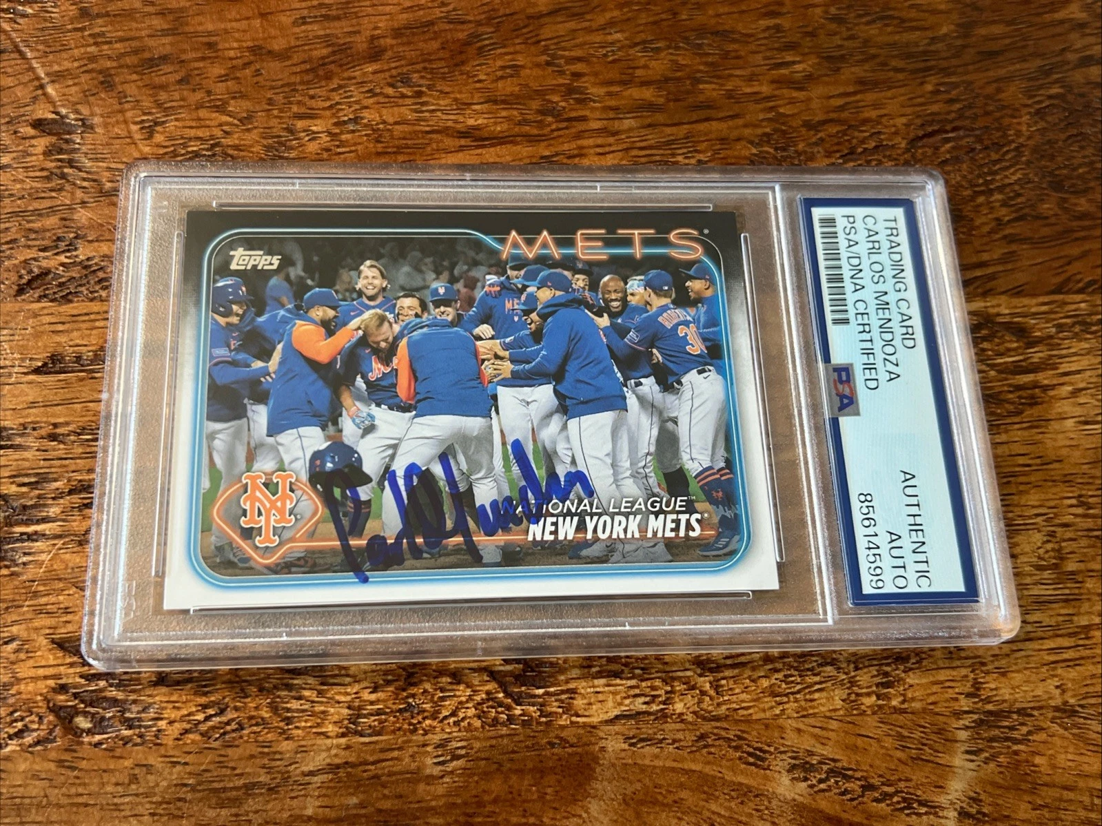 Carlos Mendoza IP Signed Topps Card Psa Dna Coa Slab Autographed Mets