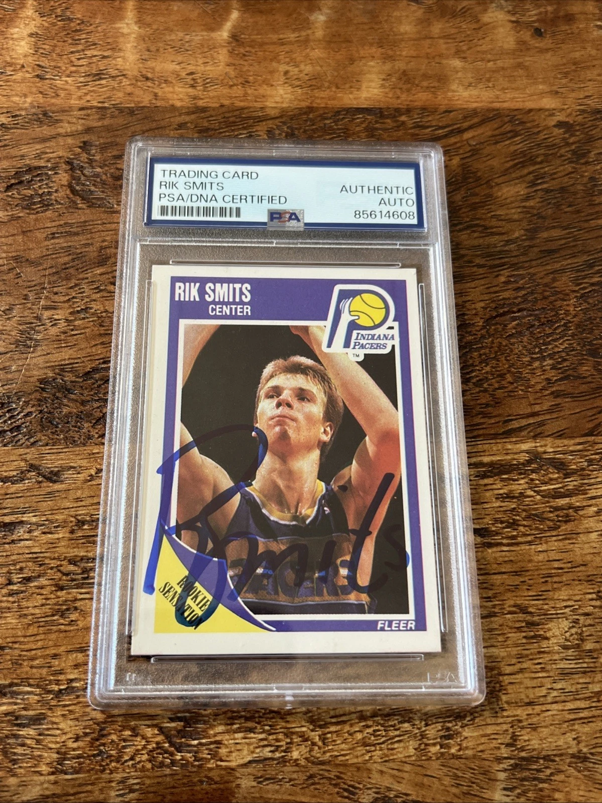 Rik Smits IP Signed Fleer Rookie Card Psa Dna Coa Slab Autographed Pacers