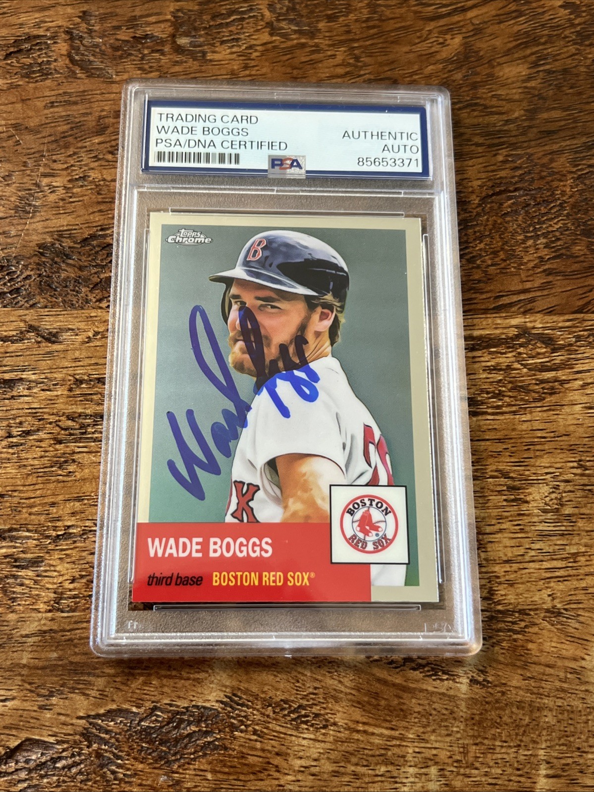 Wade Boggs IP Signed Topps Chrome Card Psa Dna Coa Slab Autographed Red Sox