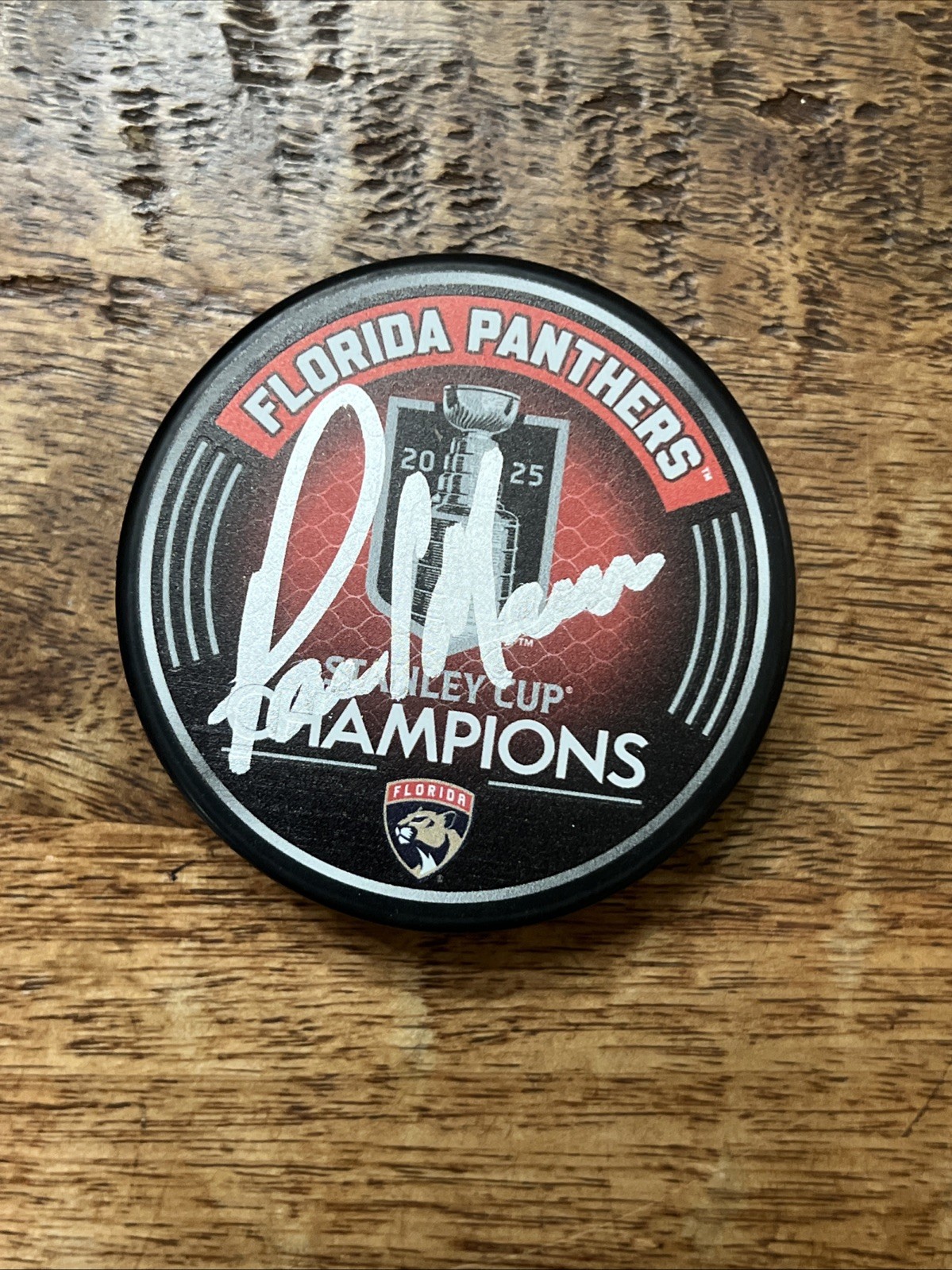 Paul Maurice Signed 2025 Stanley Cup Champions Puck JSA Coa Panthers Autographed
