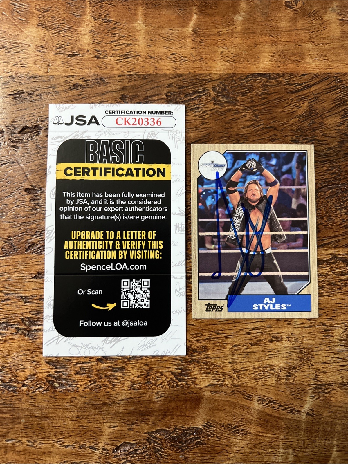 AJ Styles IP Signed Topps Card JSA Coa Autographed WWE
