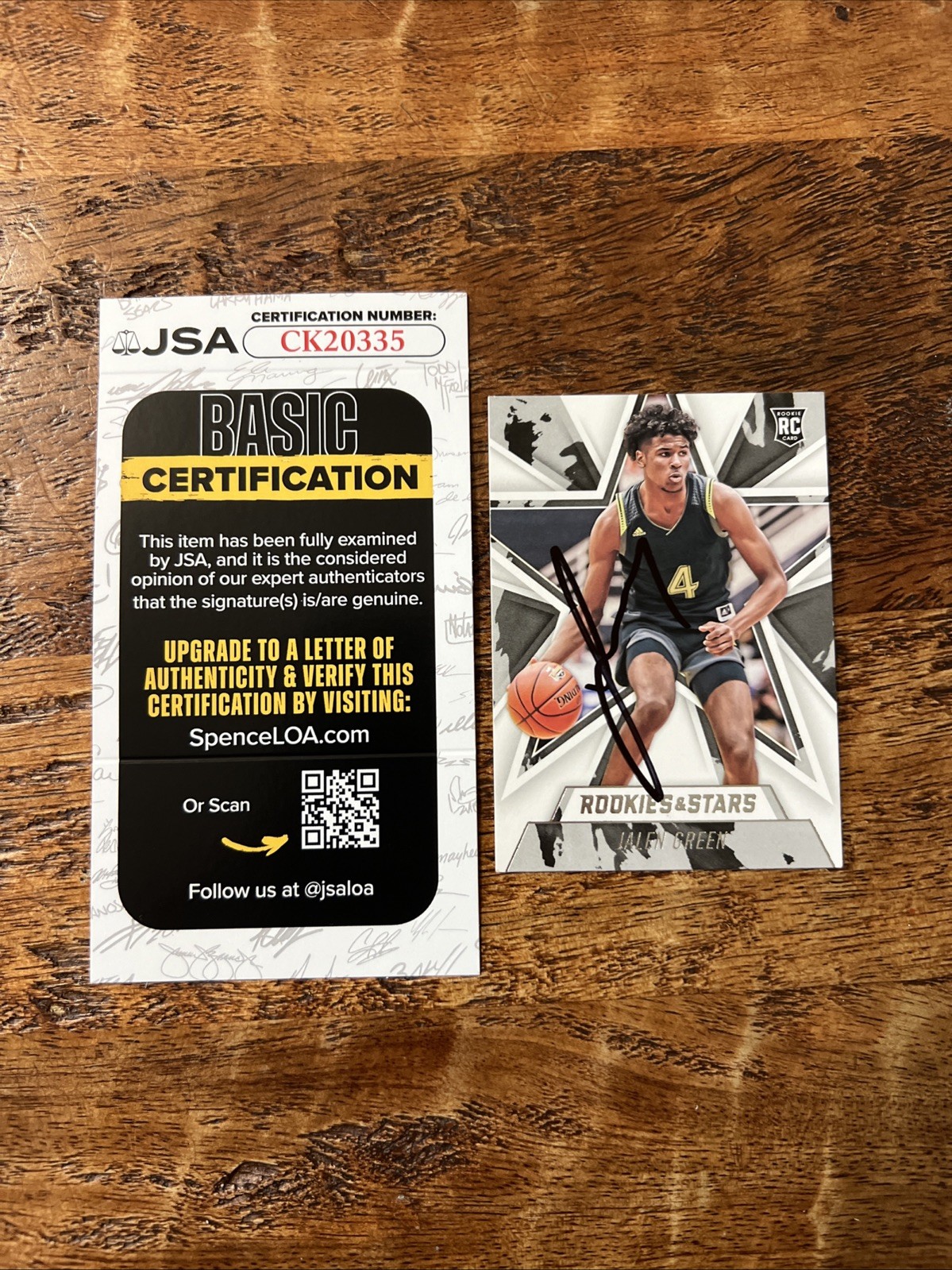 Jalen Green IP Signed Panini Rookies & Stars RC Card JSA Coa Suns Autographed