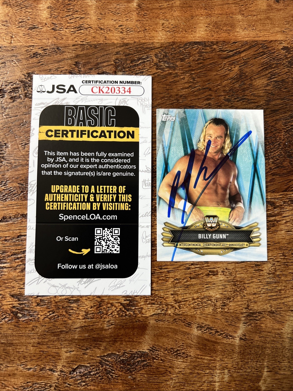 Billy Gunn IP Signed Topps Card JSA Coa Autographed WWE
