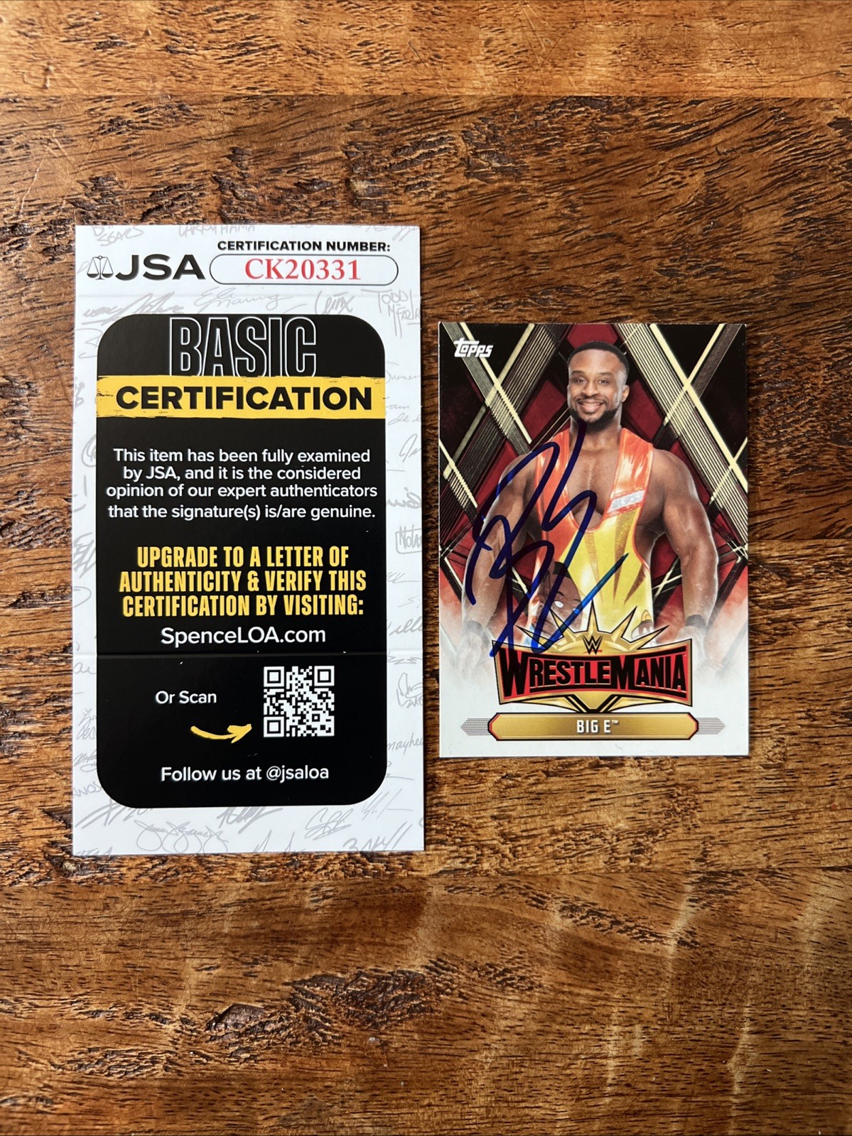 Big E IP Signed Topps Card JSA Coa Autographed WWE