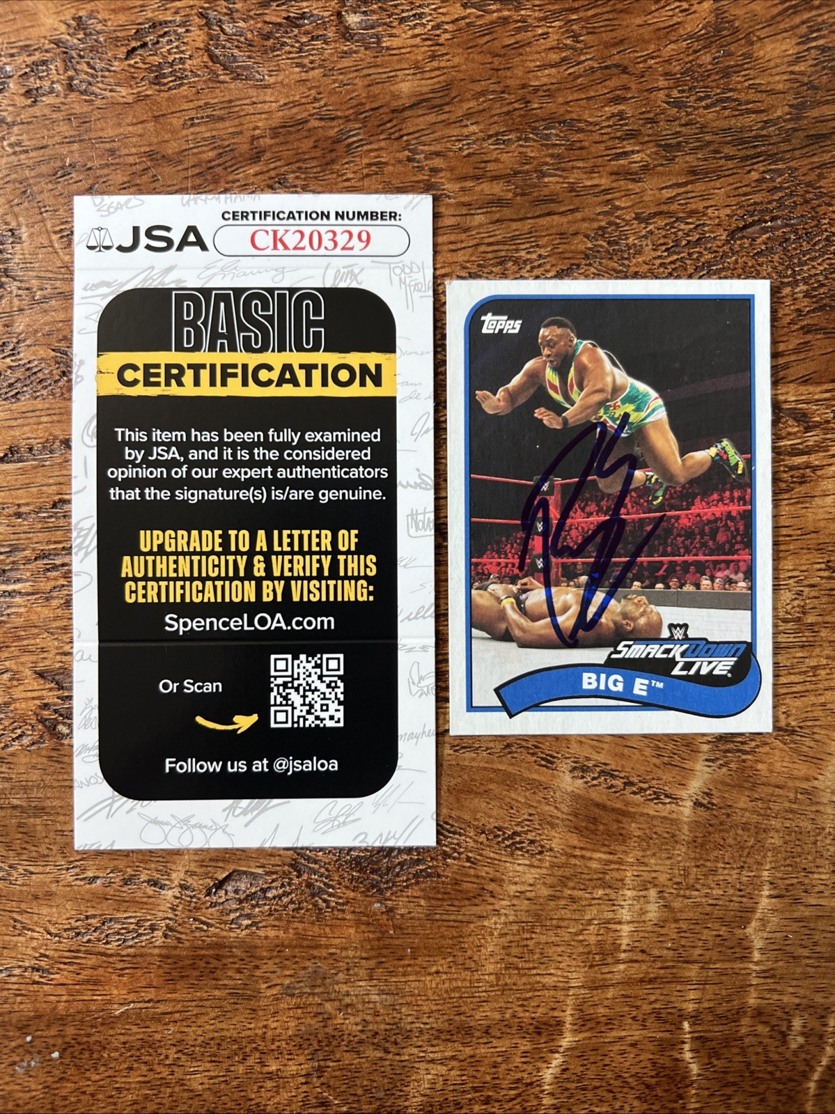 Big E IP Signed Topps Card JSA Coa Autographed WWE