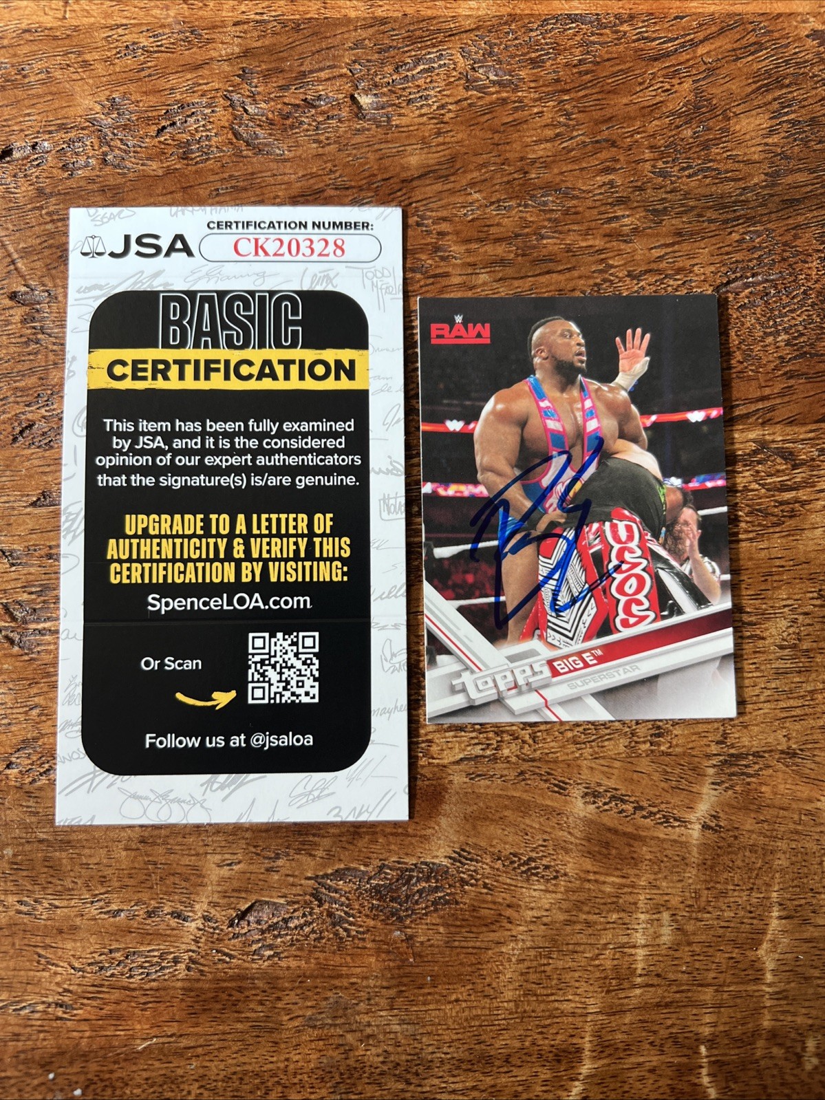 Big E IP Signed Topps Card JSA Coa Autographed WWE