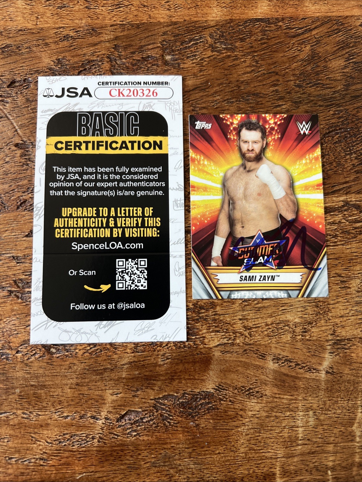 Sami Zayn IP Signed Topps Card JSA Coa Autographed WWE