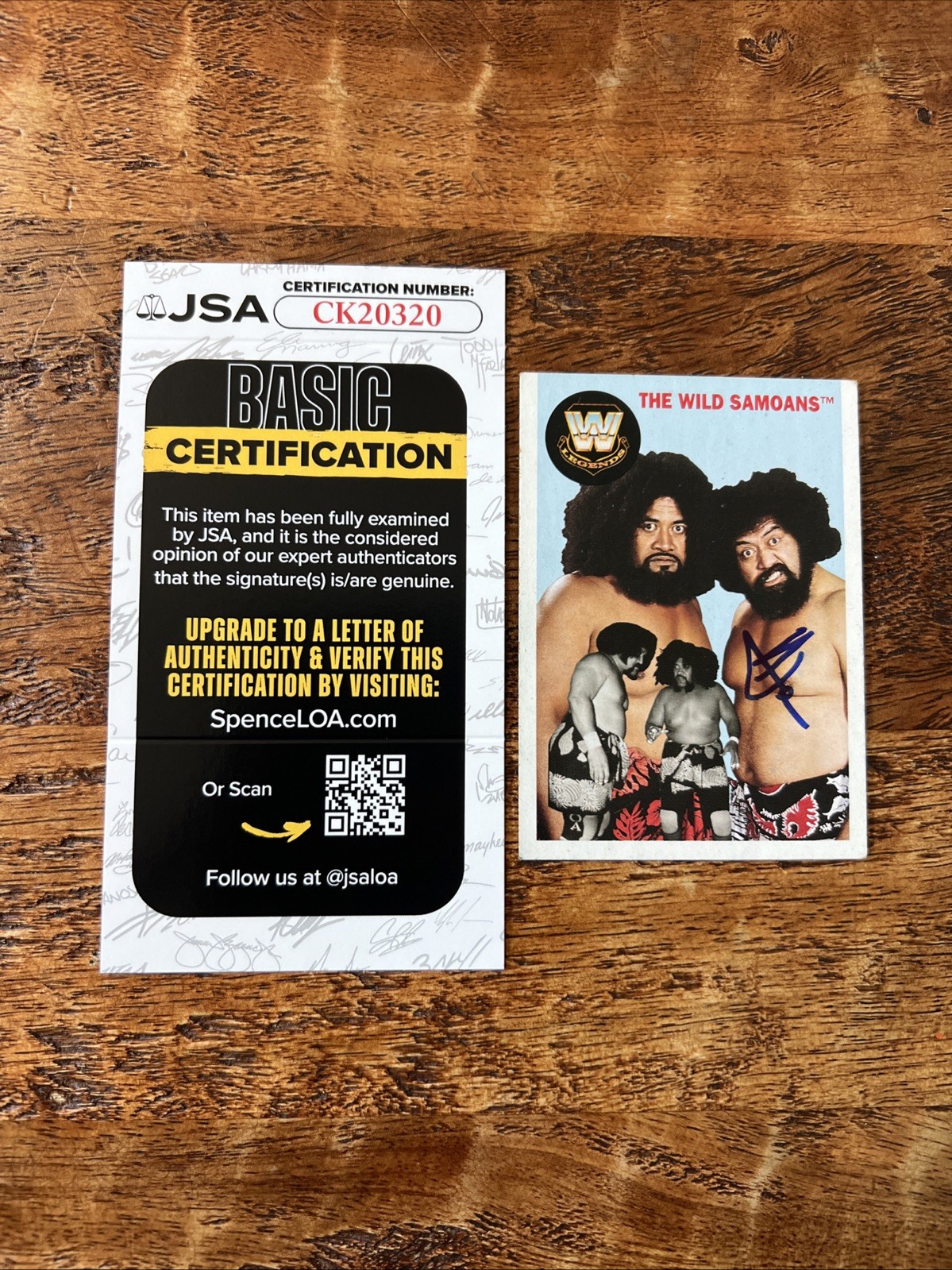 Afa Anoa'I IP Signed Topps Card JSA Coa Autographed WWE The Wild Samoans