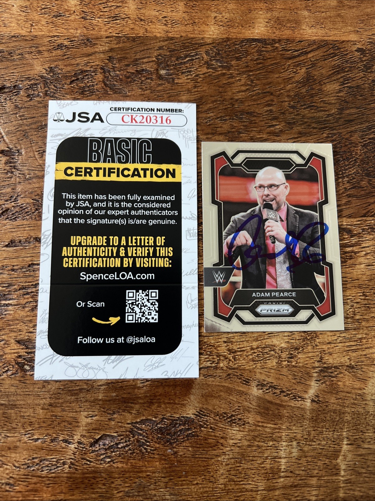 Adam Pearce IP Signed Panini Prizm Card JSA Coa Autographed WWE Raw
