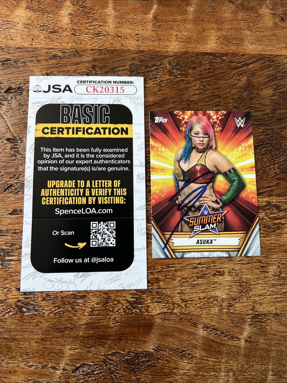 Asuka IP Signed Topps Card JSA Coa Autographed WWE