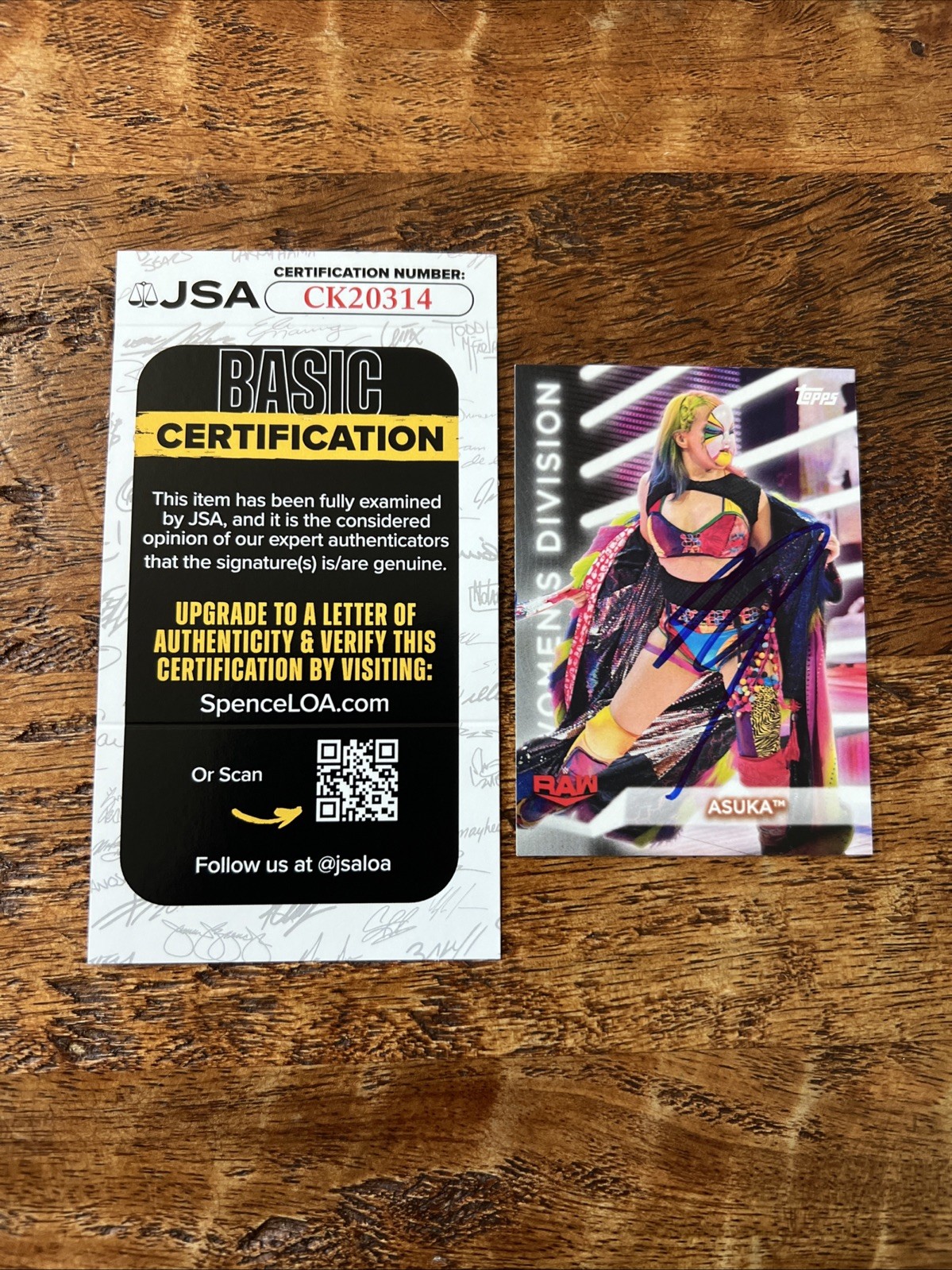 Asuka IP Signed Topps Card JSA Coa Autographed WWE