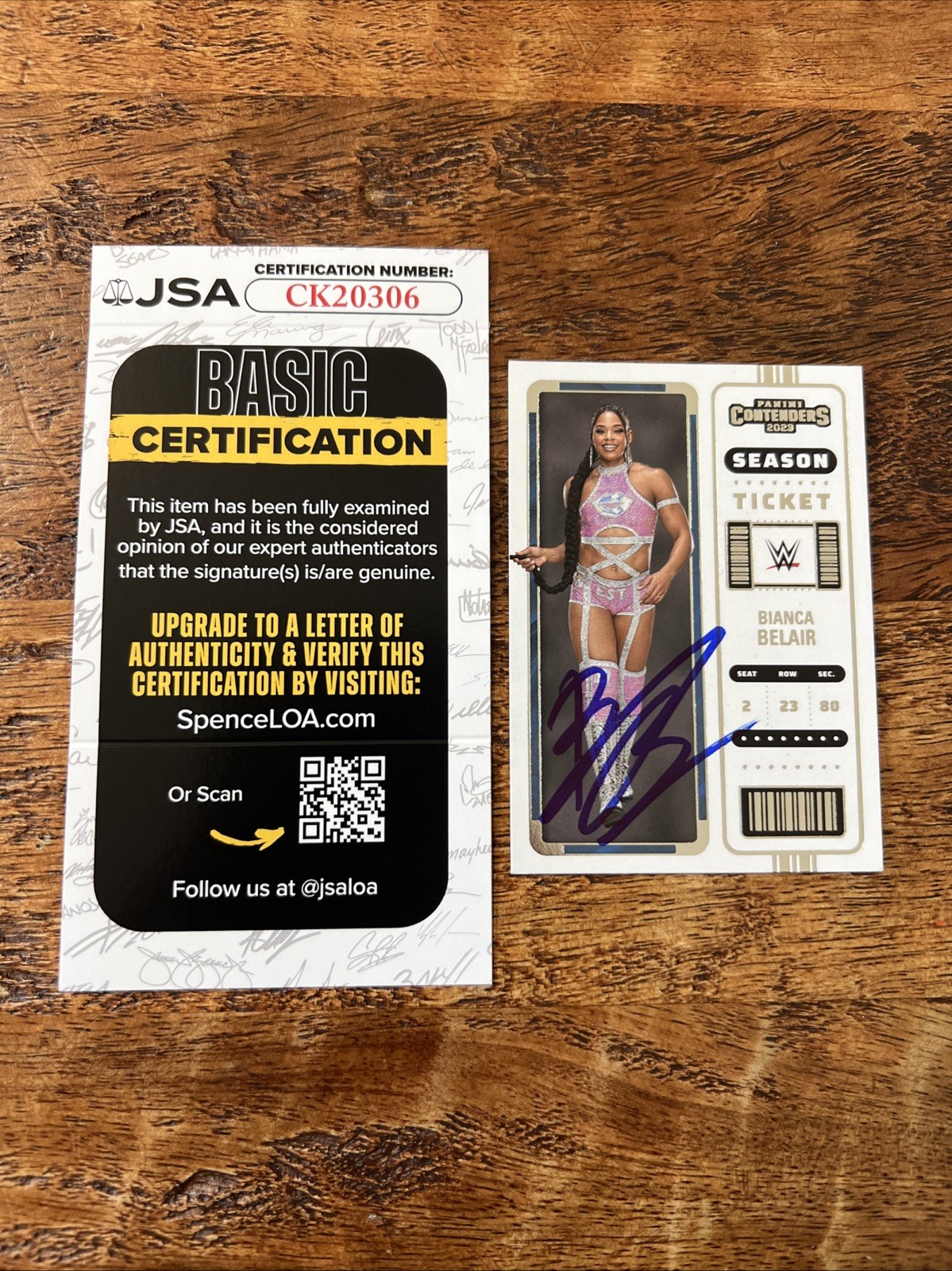 Bianca Belair IP Signed Panini Card JSA Coa Autographed WWE