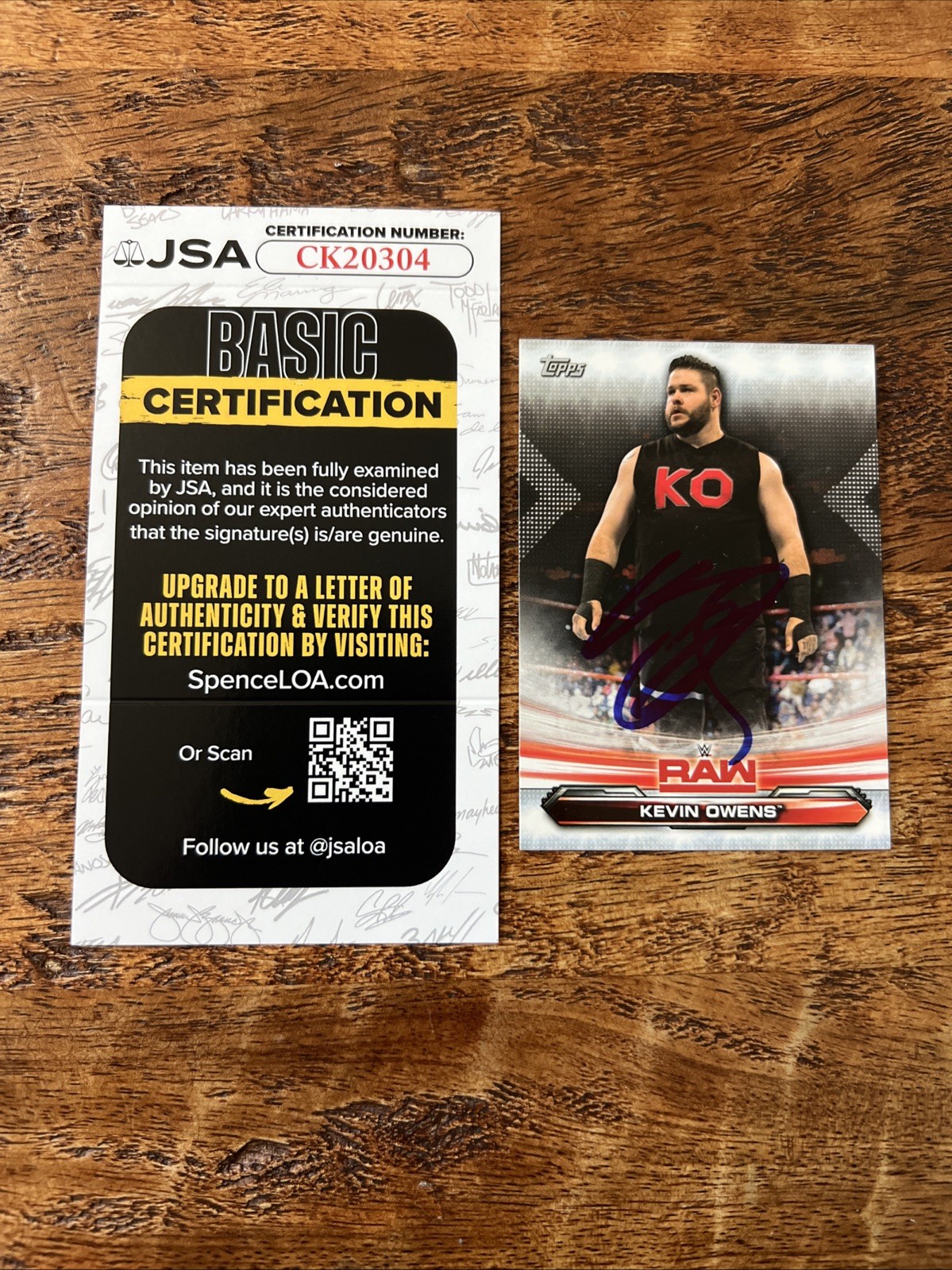 Kevin Owens IP Signed Topps Card JSA Coa Autographed WWE