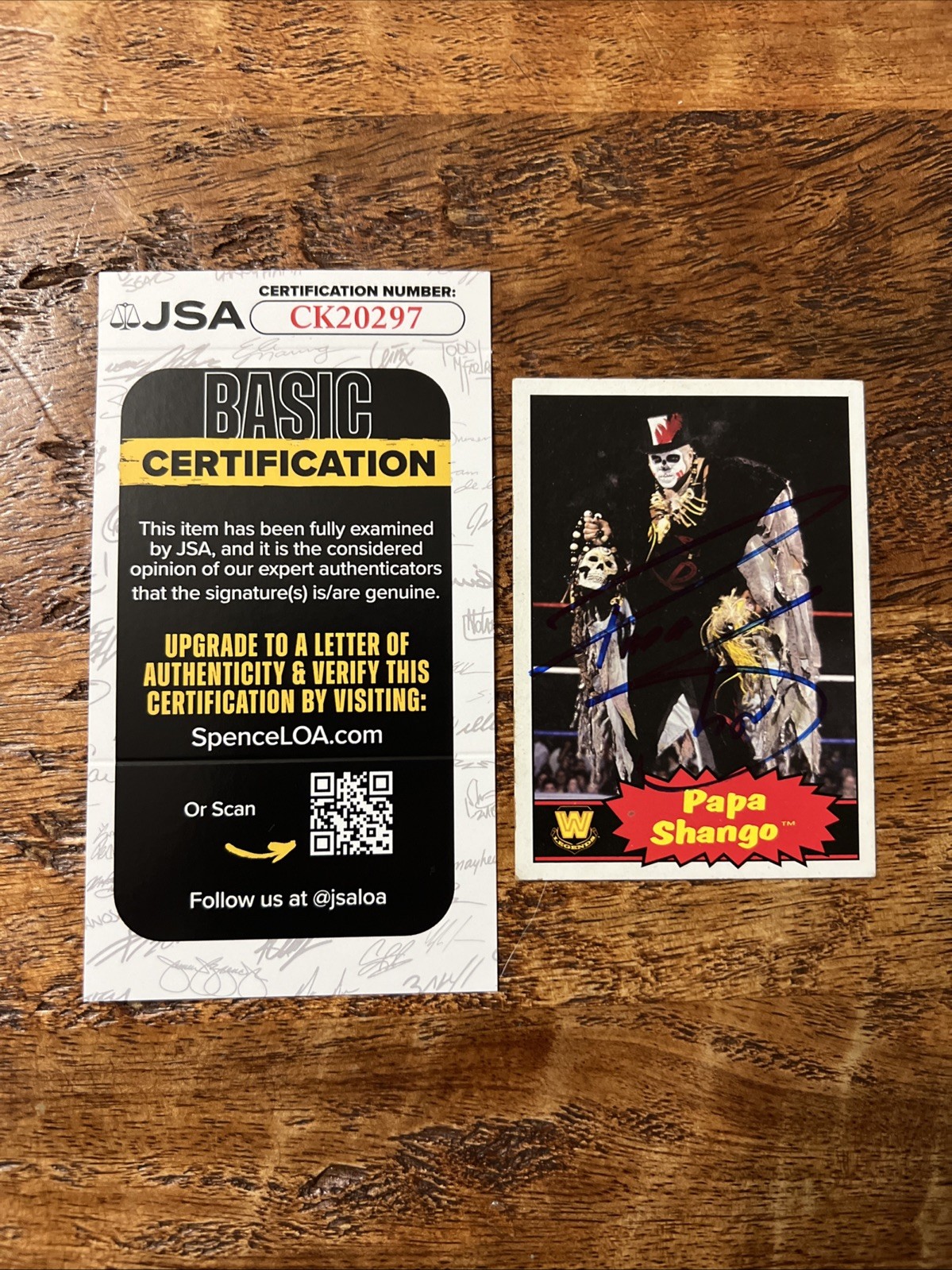 Papa Shango IP Signed Topps Card JSA Coa Autographed WWE